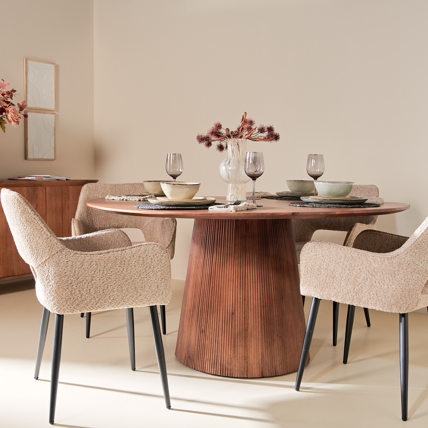 Blokker Grand Eettafel Lichtbruin Mangohout - Ø 120 cm