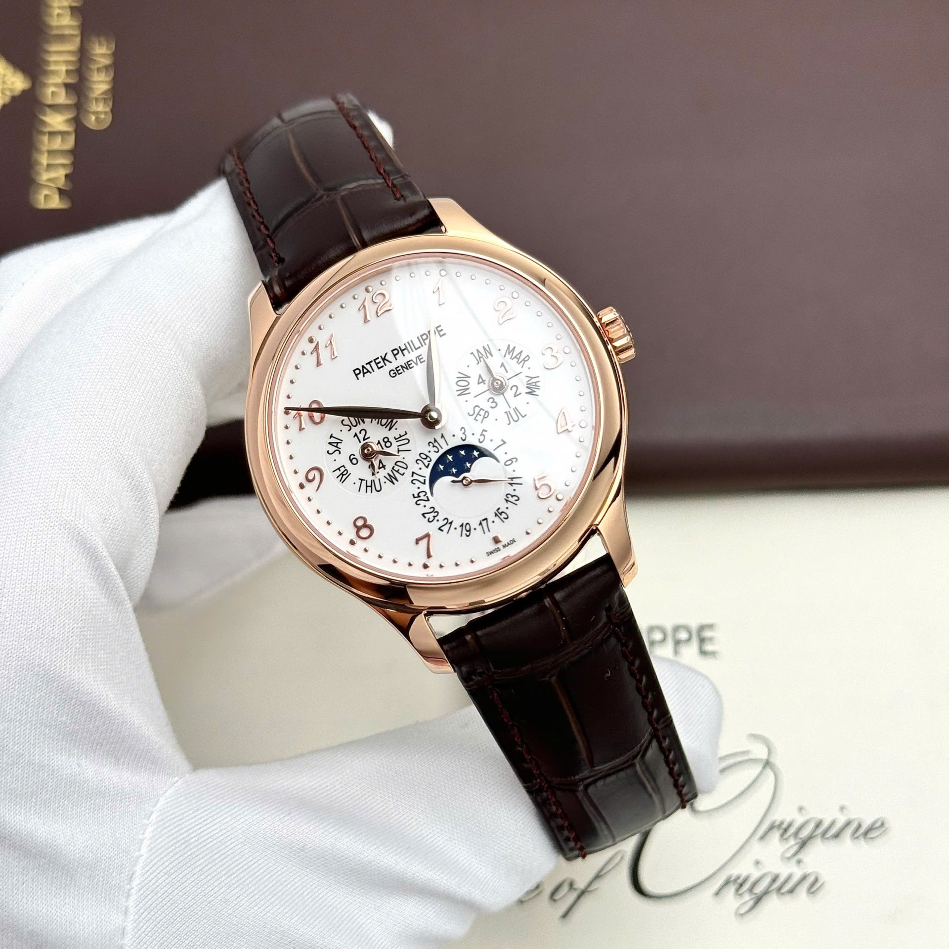 Patek Philippe Grand Complicaitons 5327R Super Clone Watches Brown Leather Strap 40mm - Top club