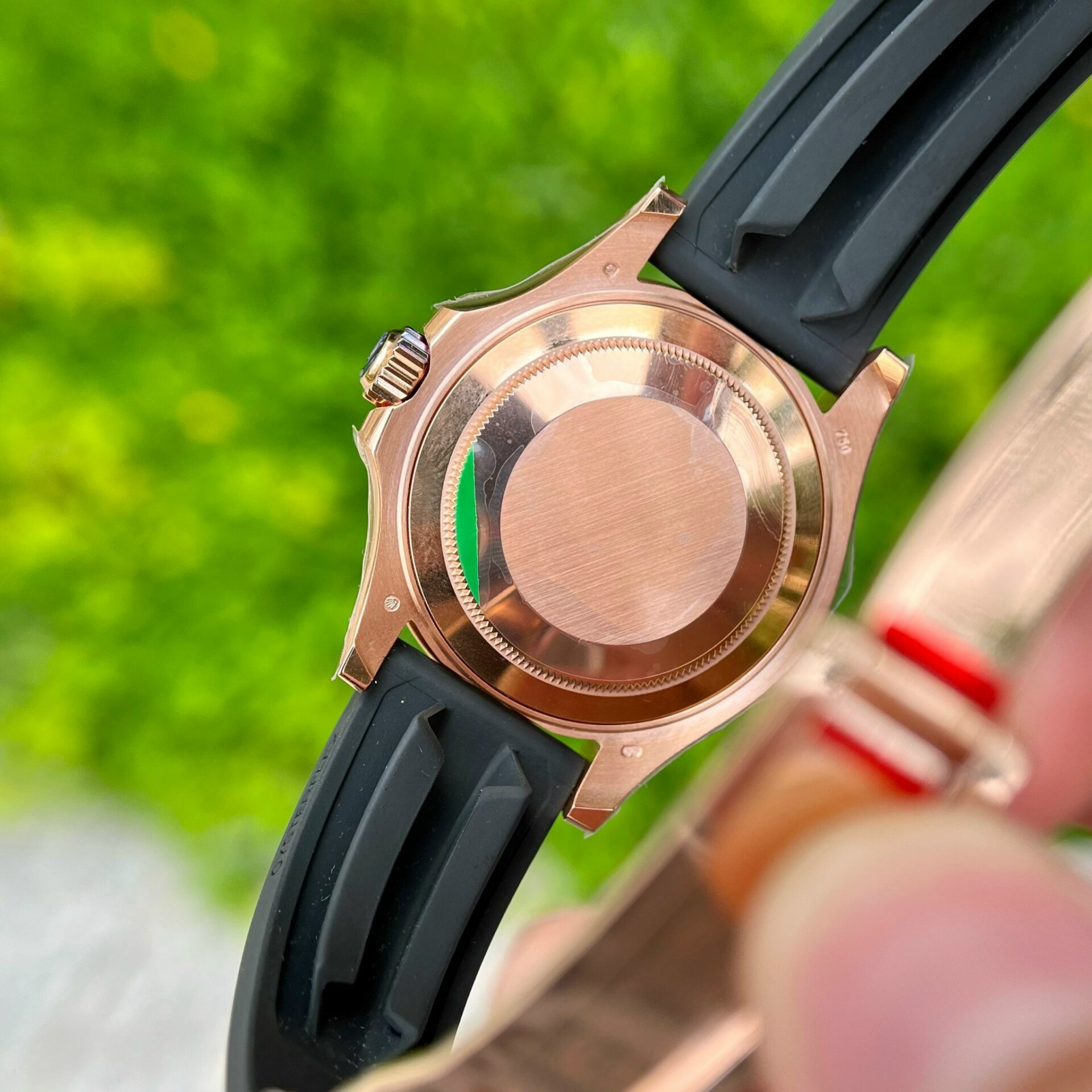 Rolex Replica 1:1 Watch Yacht-Master Rose Gold Plated Rubber Strap 40mm - Top club