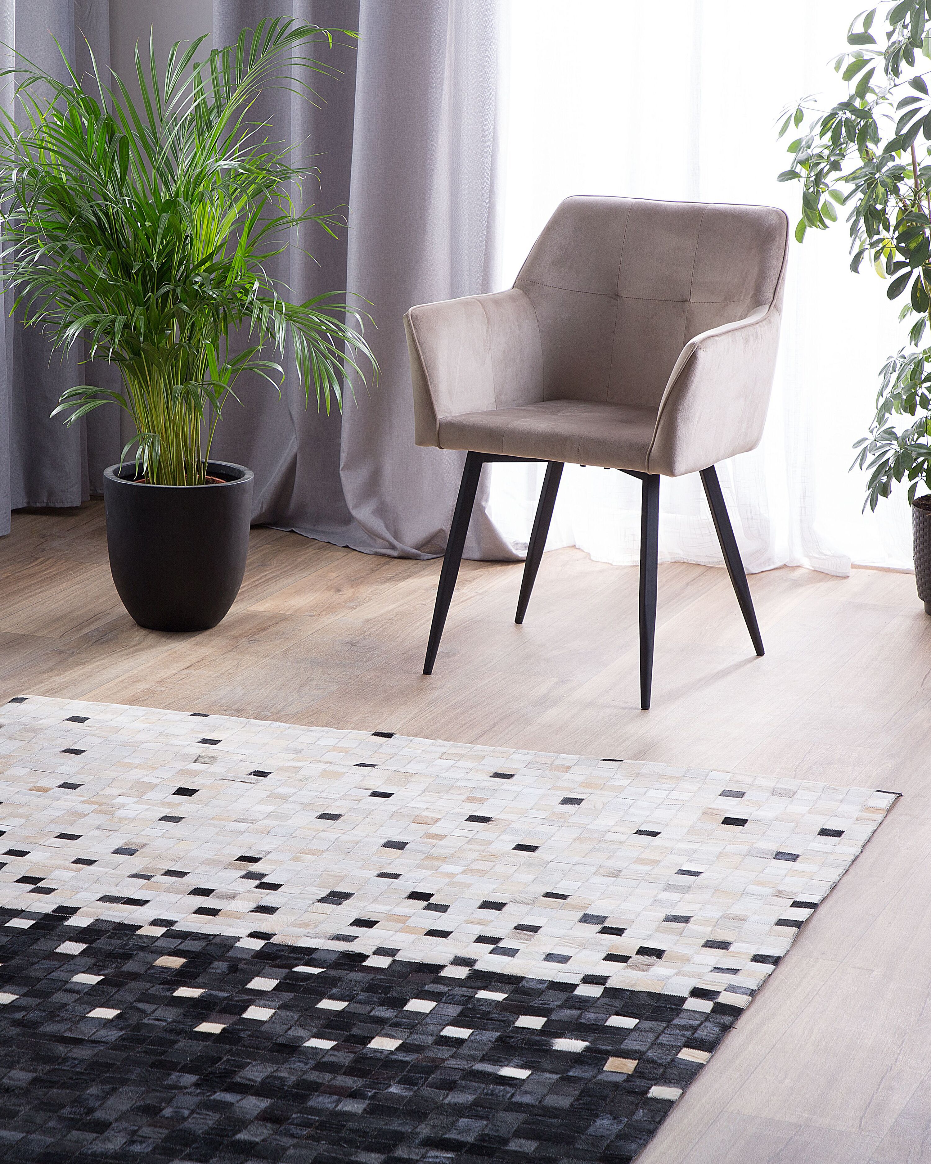 Rug ERFELEK Black 160 x 230 cm Leather