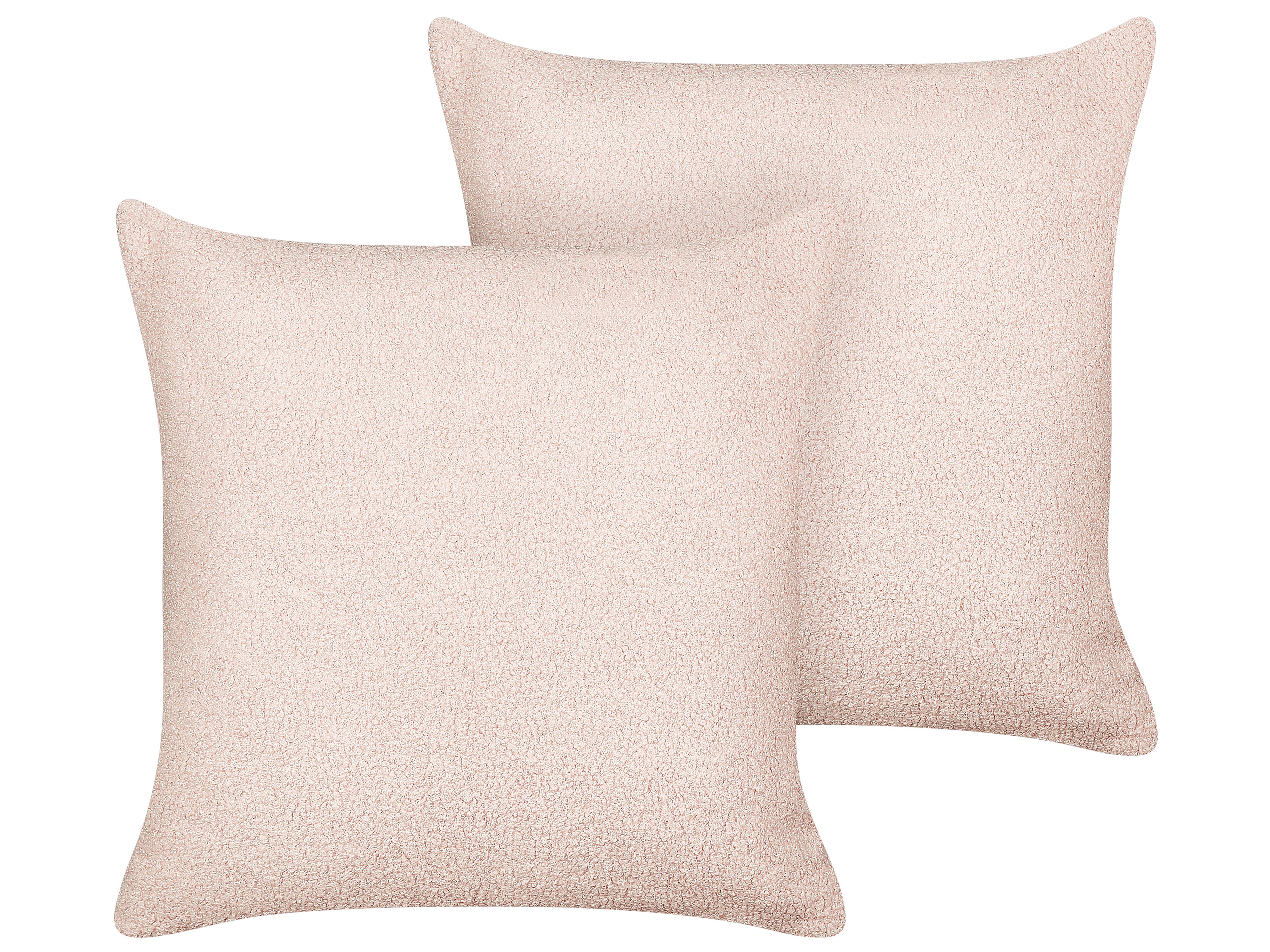 Set of 2 Decorative Cushions LEUZEA Boucle 45 x 45 cm Pastel Pink Solid