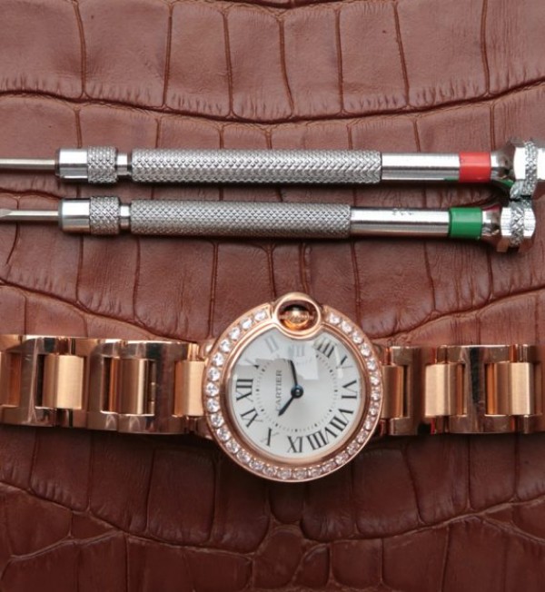 Replica Cartier Ballon Bleu 28mm RG Diamonds Bezel White Dial Bracelet Ronda Quartz - Top club