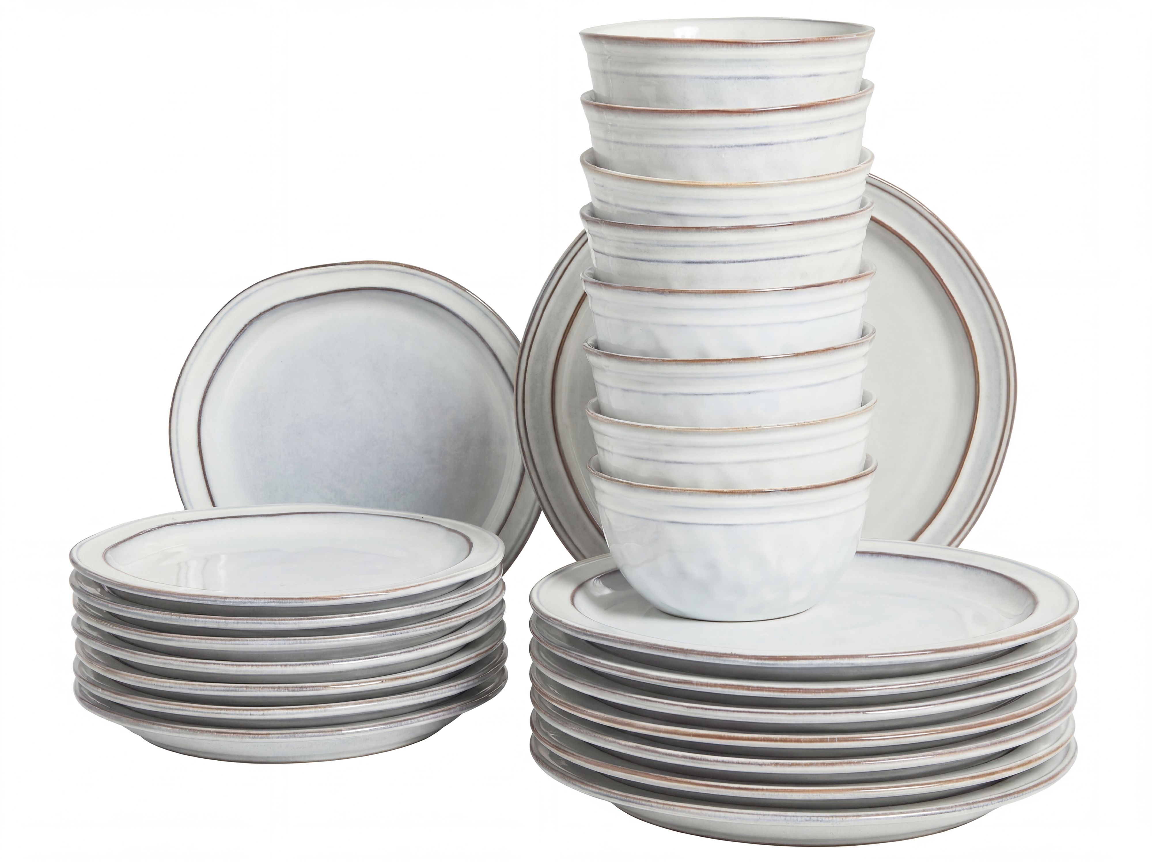 Set of 24 Dinnerware CHIVES Stoneware Light Grey