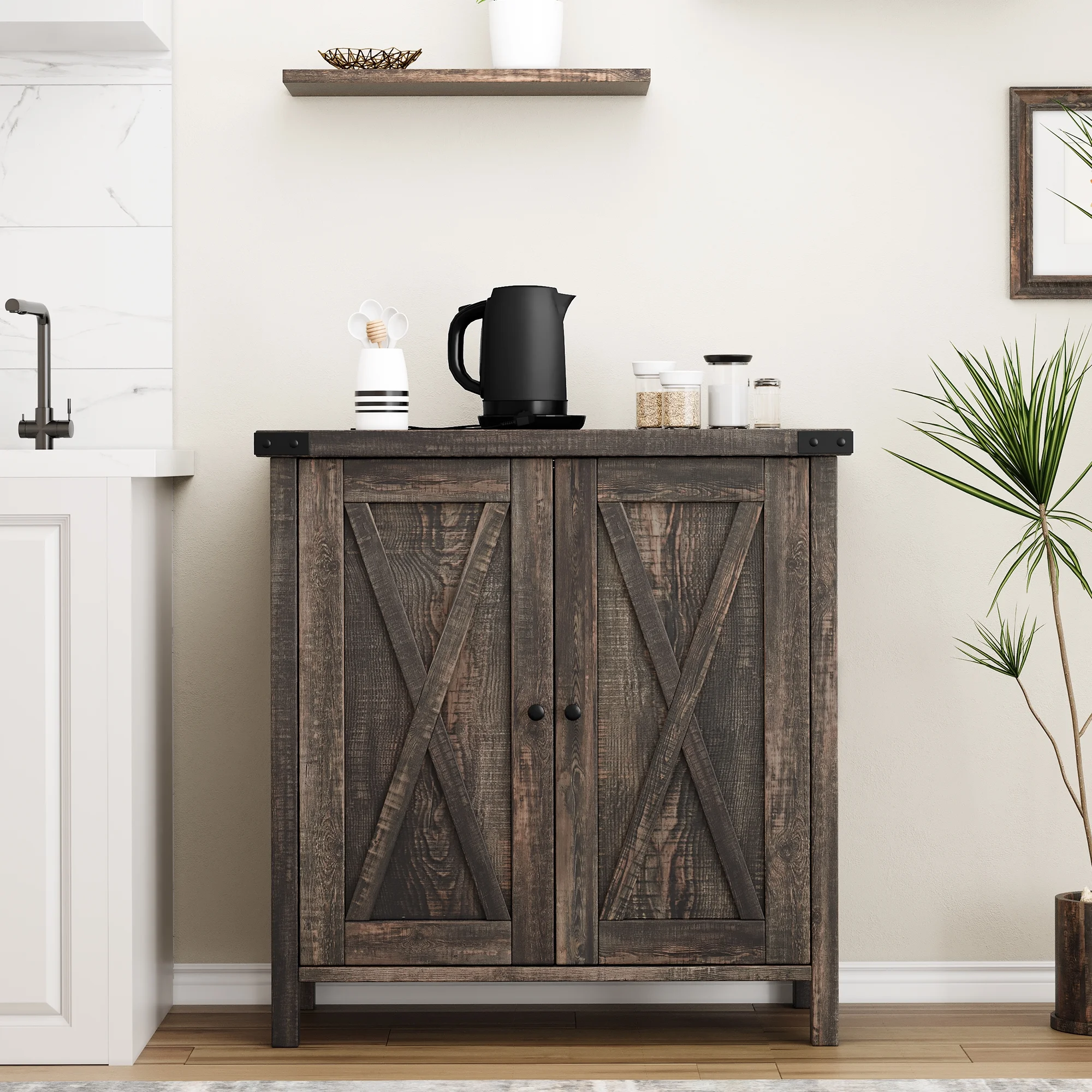 Coffee Bar Cabinet with Storage/Adjustable Shelf 30" Small Kitchen Bar Table Corner Bar Cabinet for Tea Buffet Sideboard Cabinet for Dining Room, Farmhouse Coffee Station for Wine - Image 18
