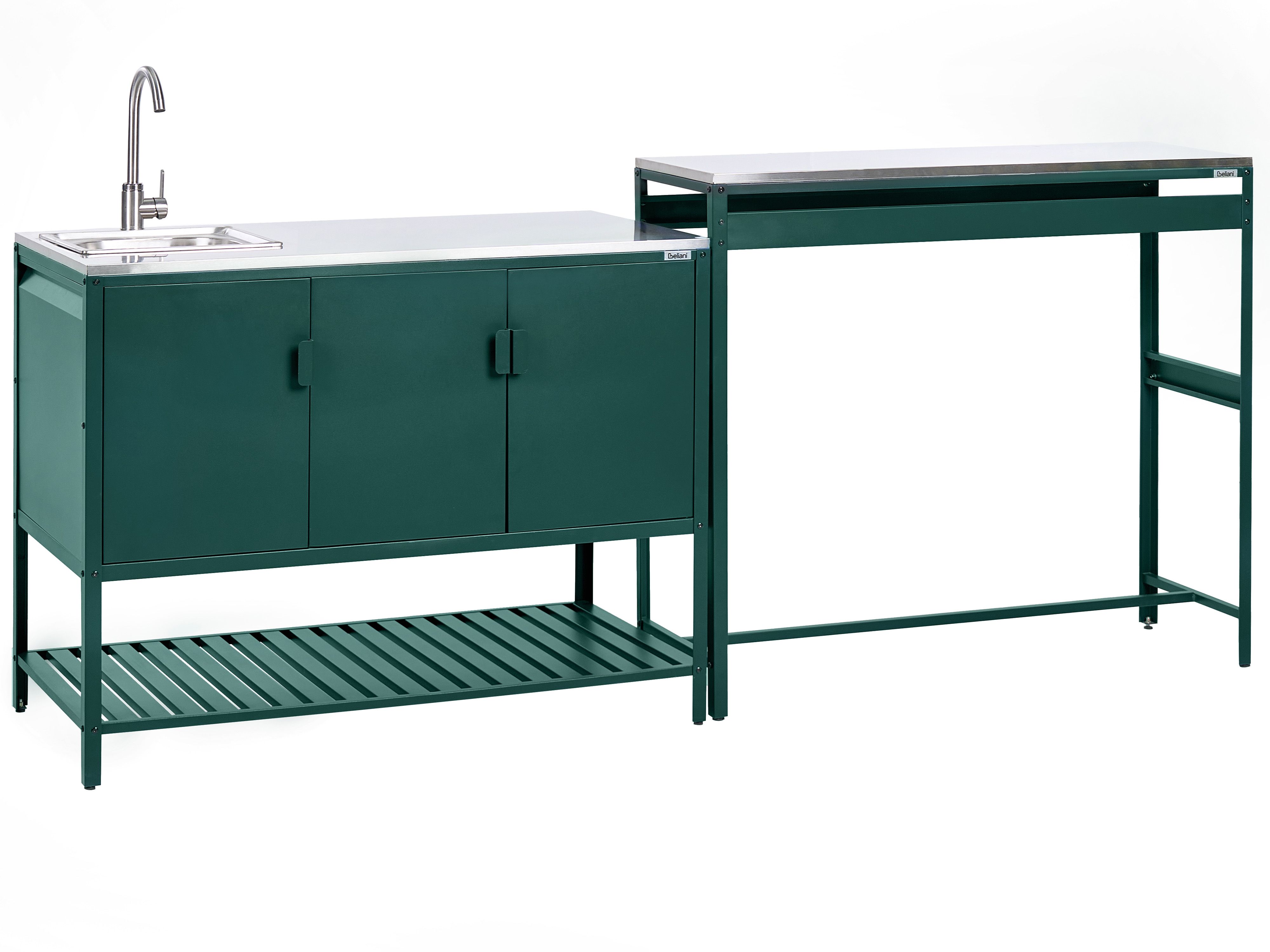 2 Piece Outdoor Kitchen Set with Sink MAENZA Metal Green