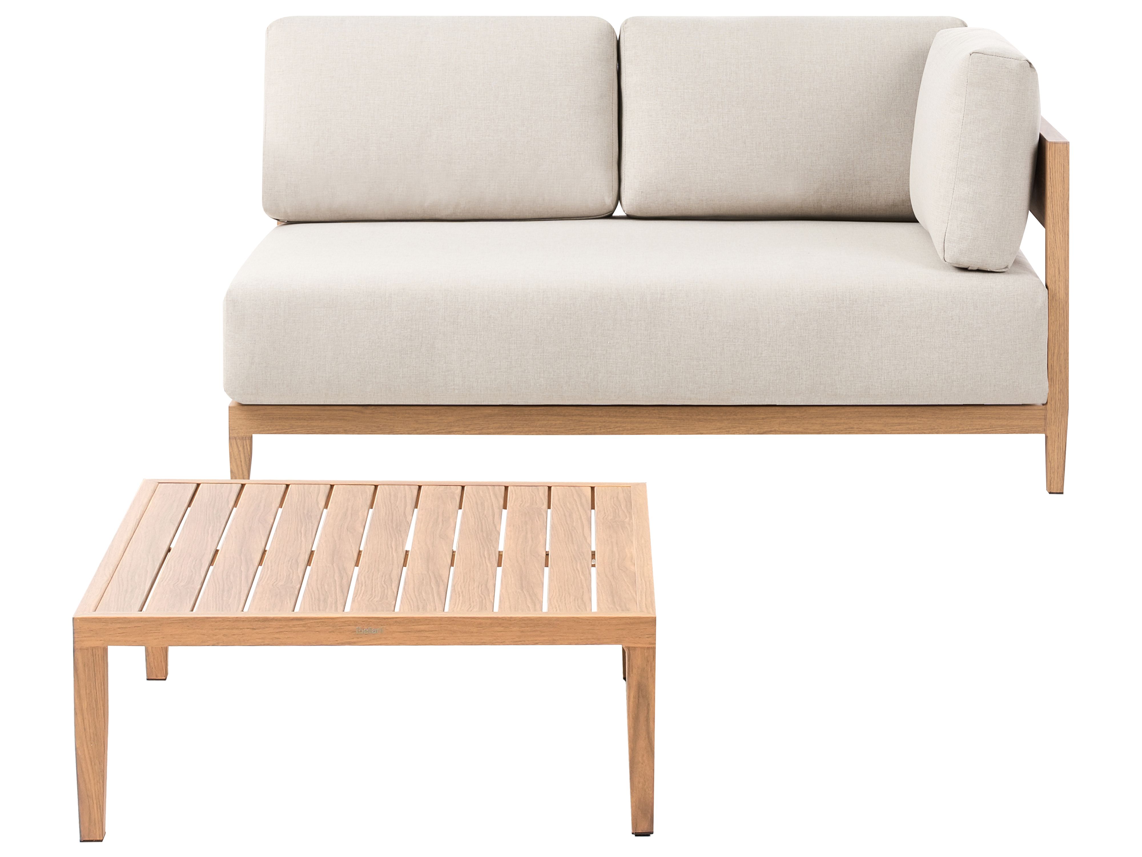 Garden Sofa with Table 2 Seater SAMPIERI Metal Light Brown