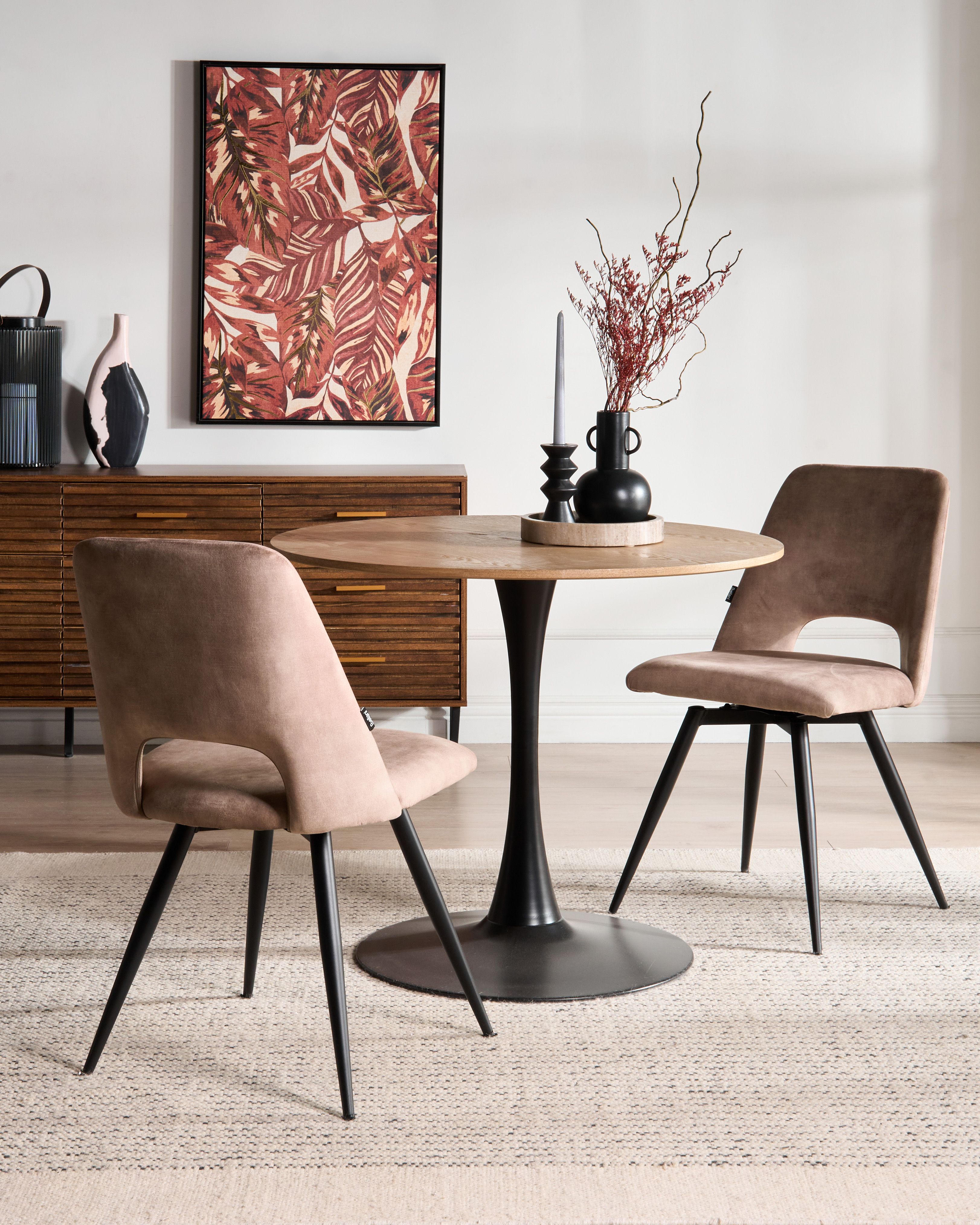Set of 2 Dining Chairs Swivel HALLETT Velvet Beige