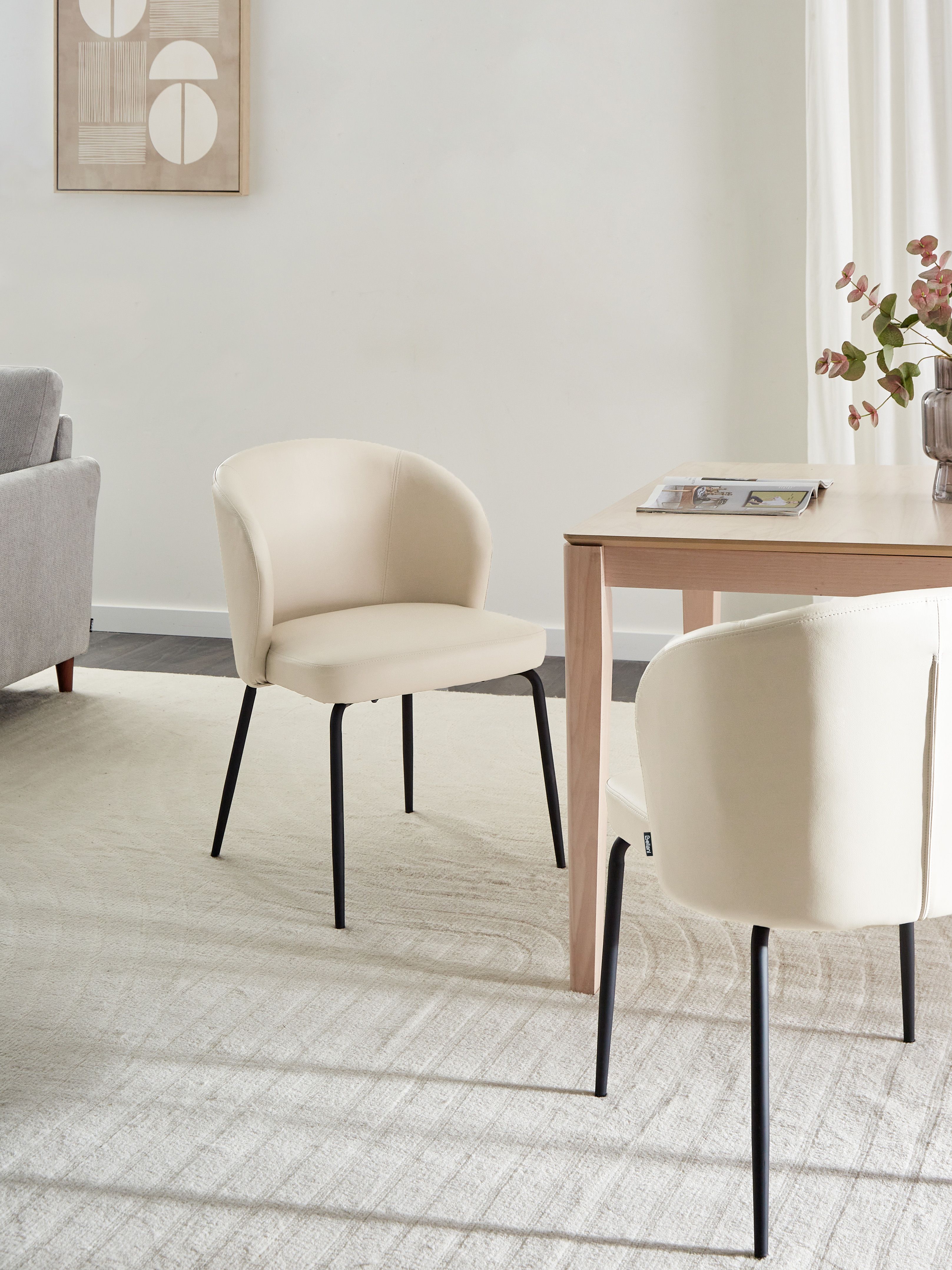 Set of 2 Dining Chairs ZANA Faux Leather Light Beige