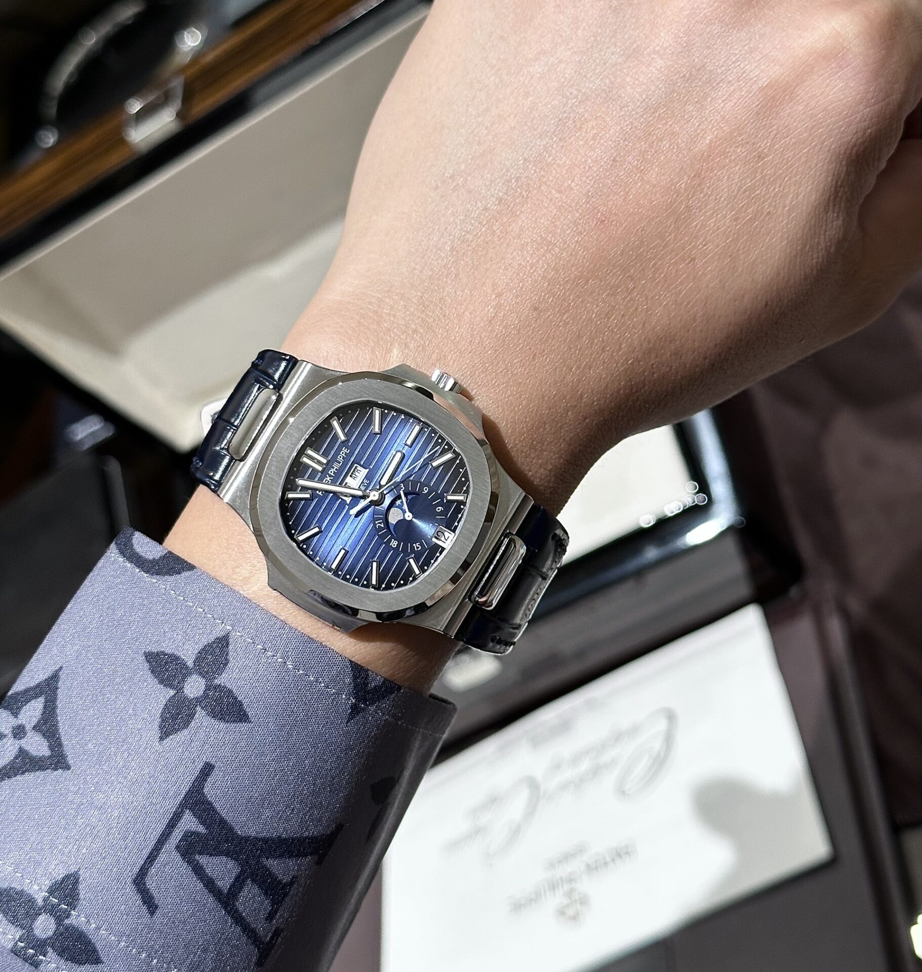Patek Philippe 5726 Replica 1:1 Watch Blue Dial Leather Strap PPF 40.5mm - Top club