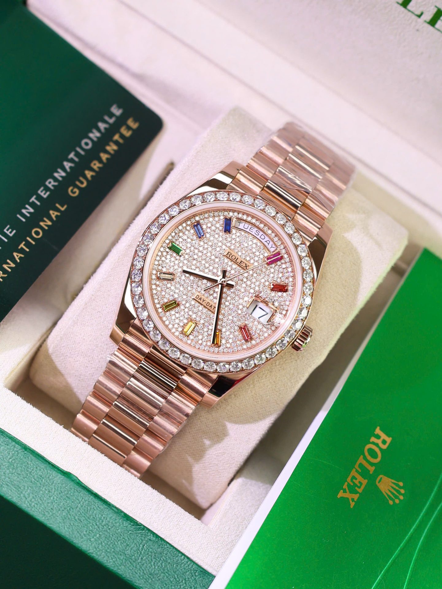 Rolex Day-Date Copies Watches Moissanite Diamonds + 18K Gold Wrapped Custom GM Factory 40mm - Elite Watch Atelier