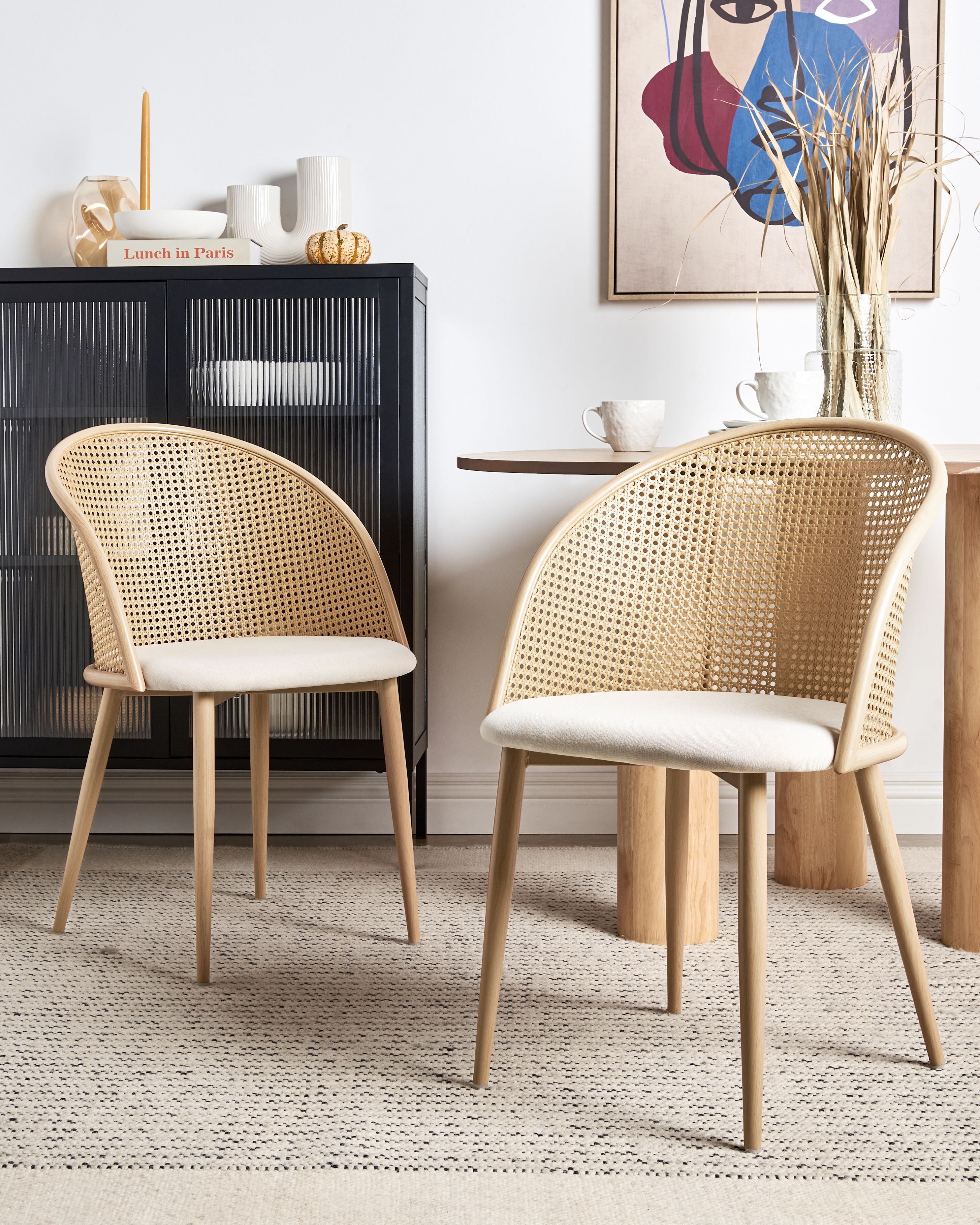 Set of 2 Dining Chairs CORNELL Metal Light Beige