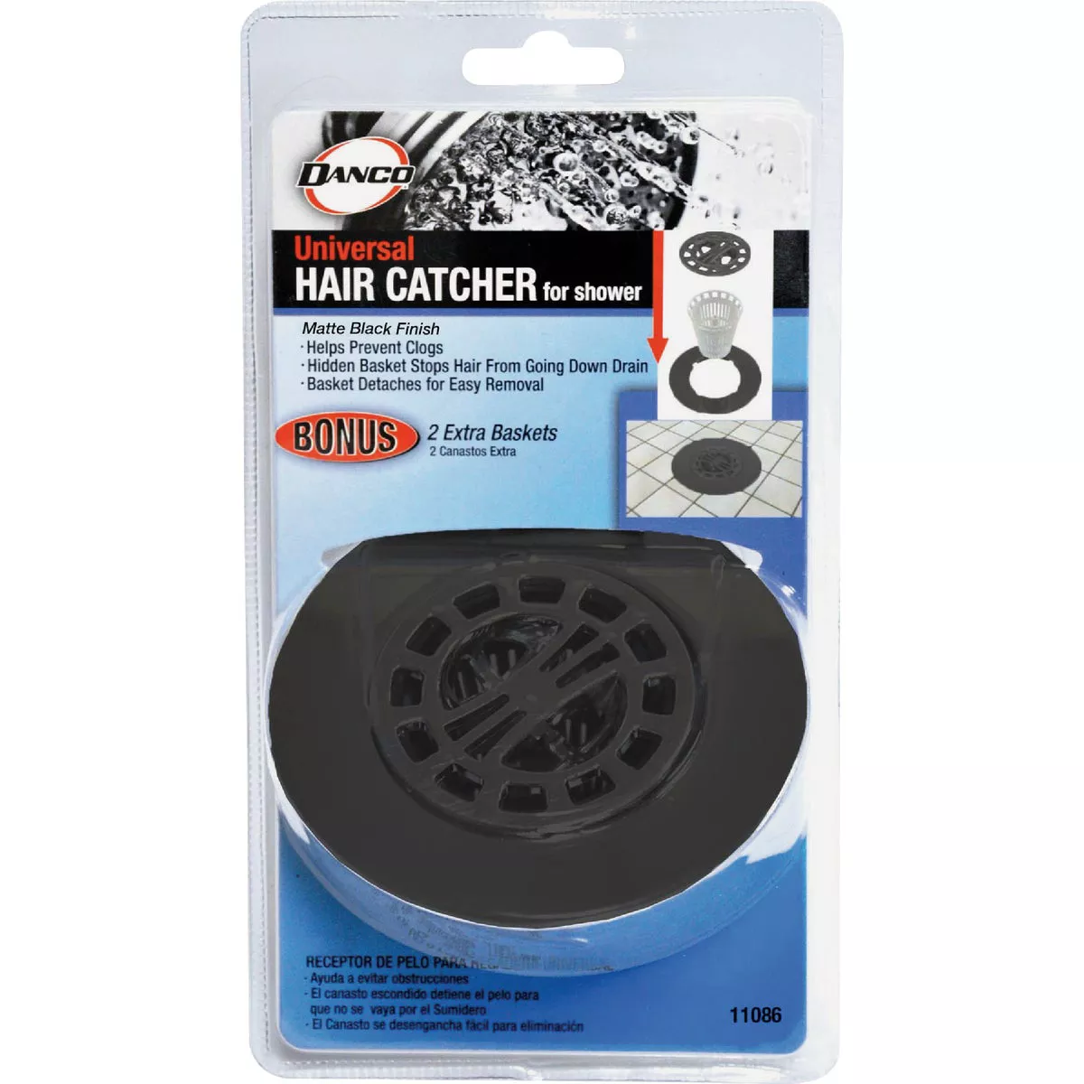 Danco Matte Black Hair Catcher For Shower Drain
