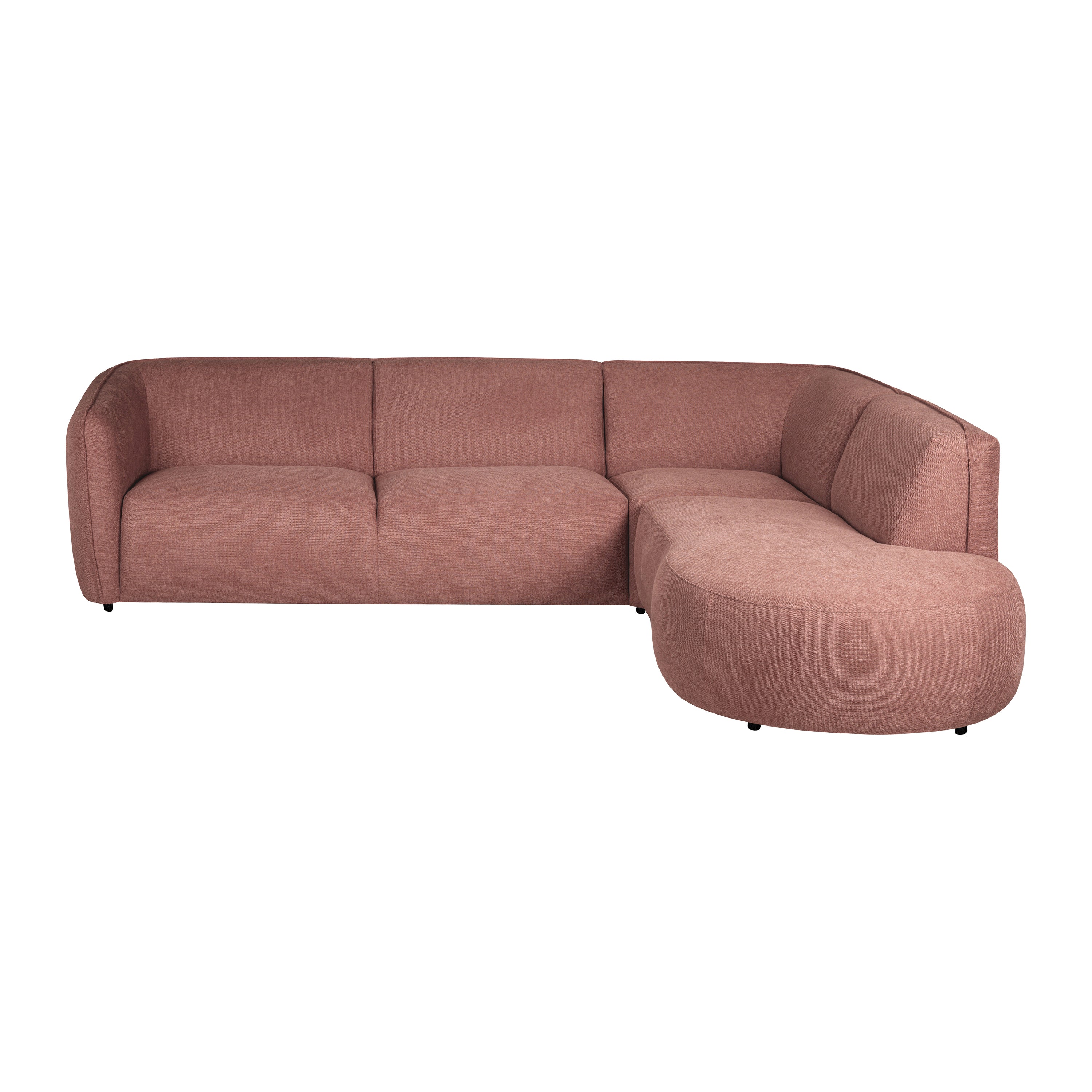 Blokker Soft Hoekbank Rechts - Open Eind - Micro Chenille - Oud Roze