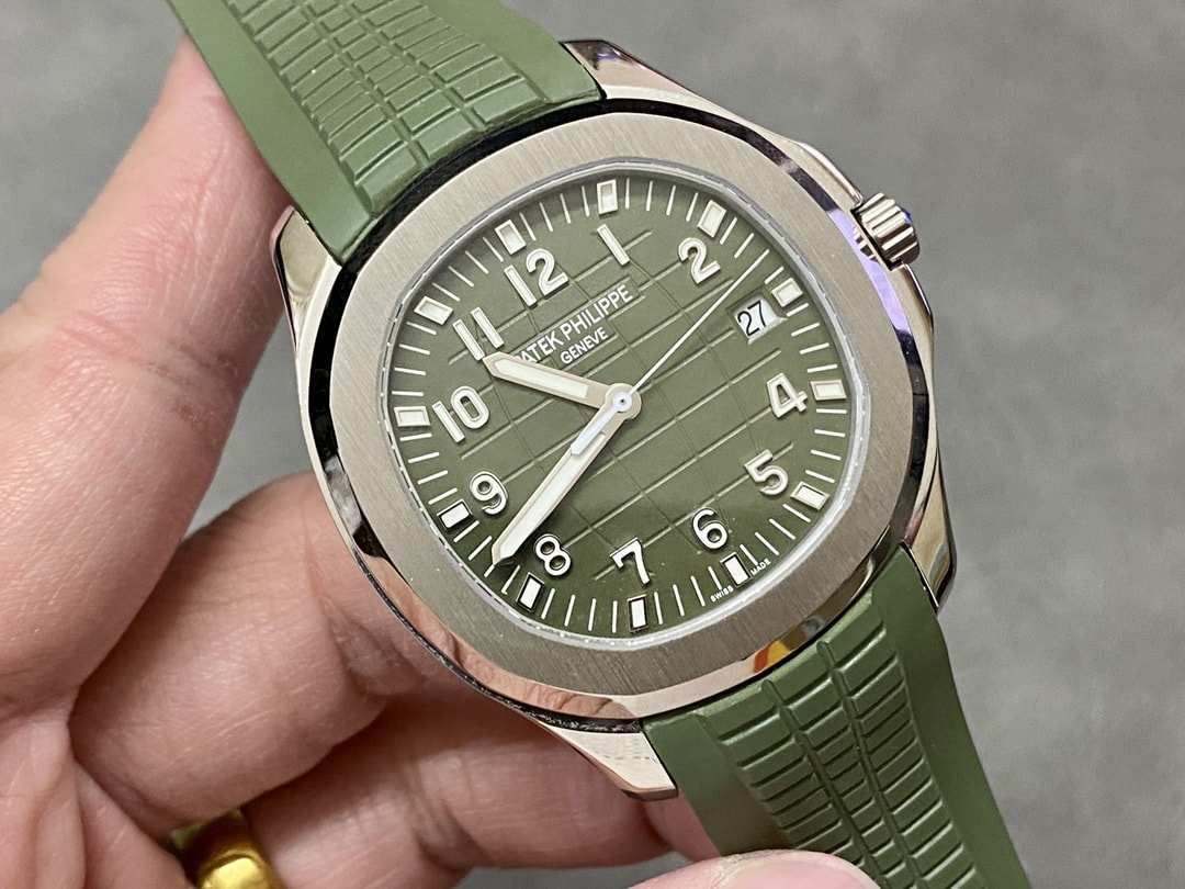 Fake Patek Philippe Replica Watch Aquanaut Jumbo White Gold Khaki Green Dial 5168G-010 3KF(1:1 replica) - Top club