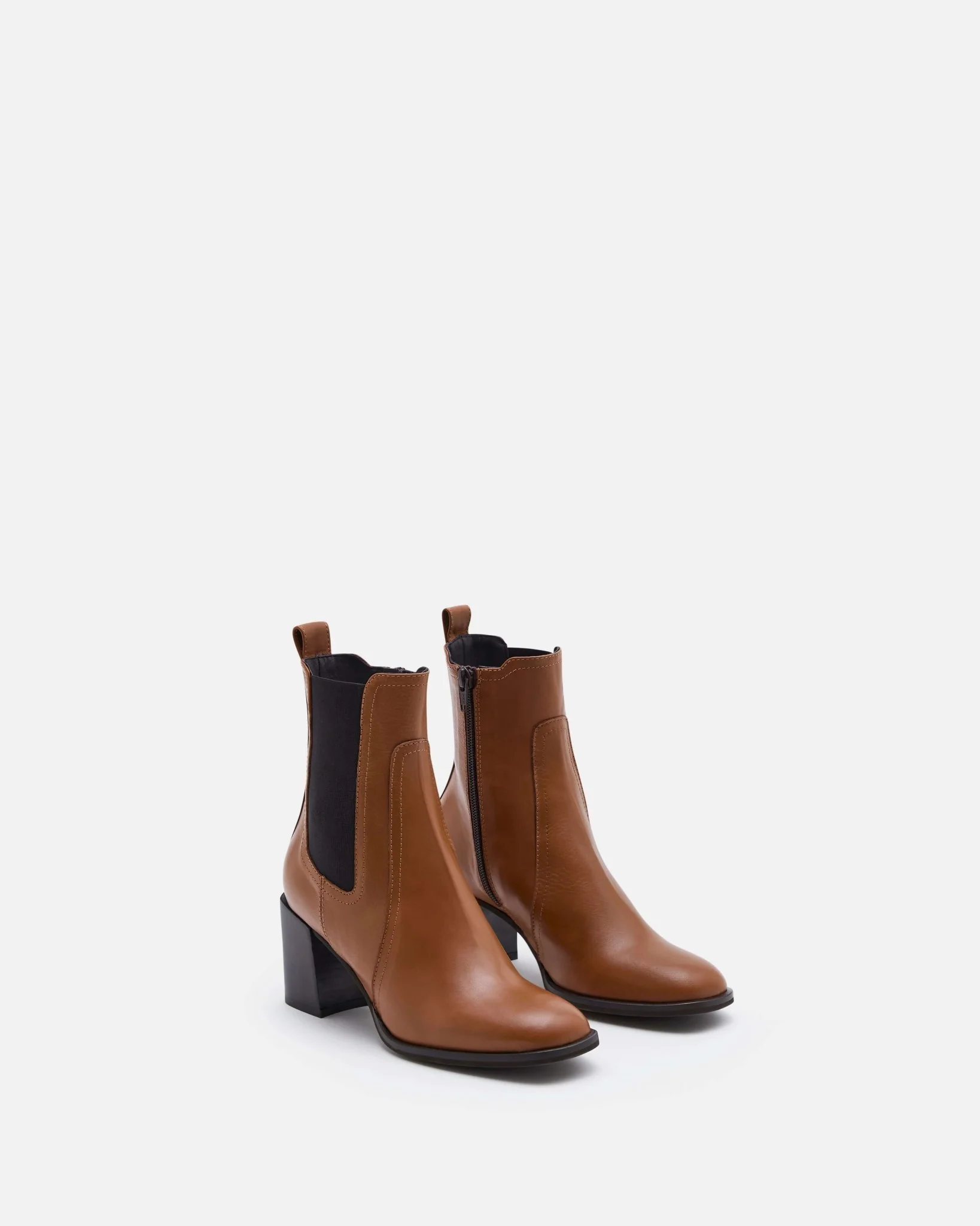 BOTTINES CLARISSE - En cuir à élastique cognac