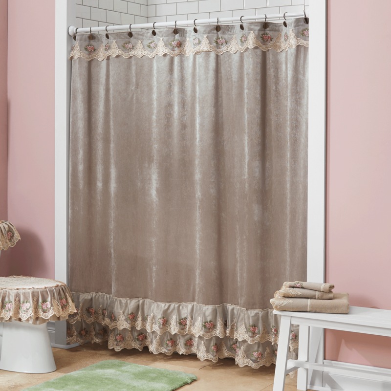 Velvet Ruffle Shower Curtain - MIDNIGHT VELVET CATALOG