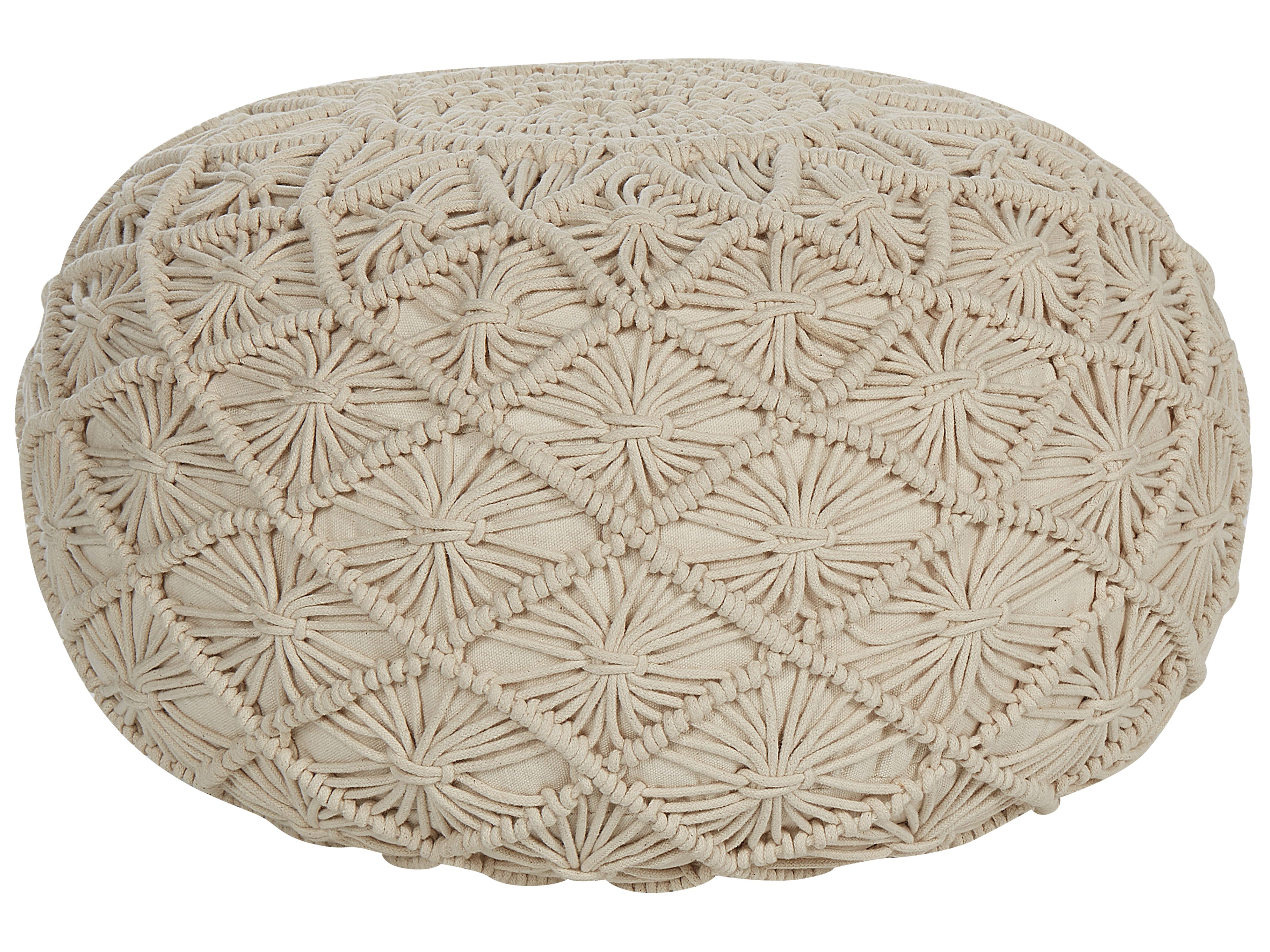 Pouffe Macramé BERKANE Cotton Beige