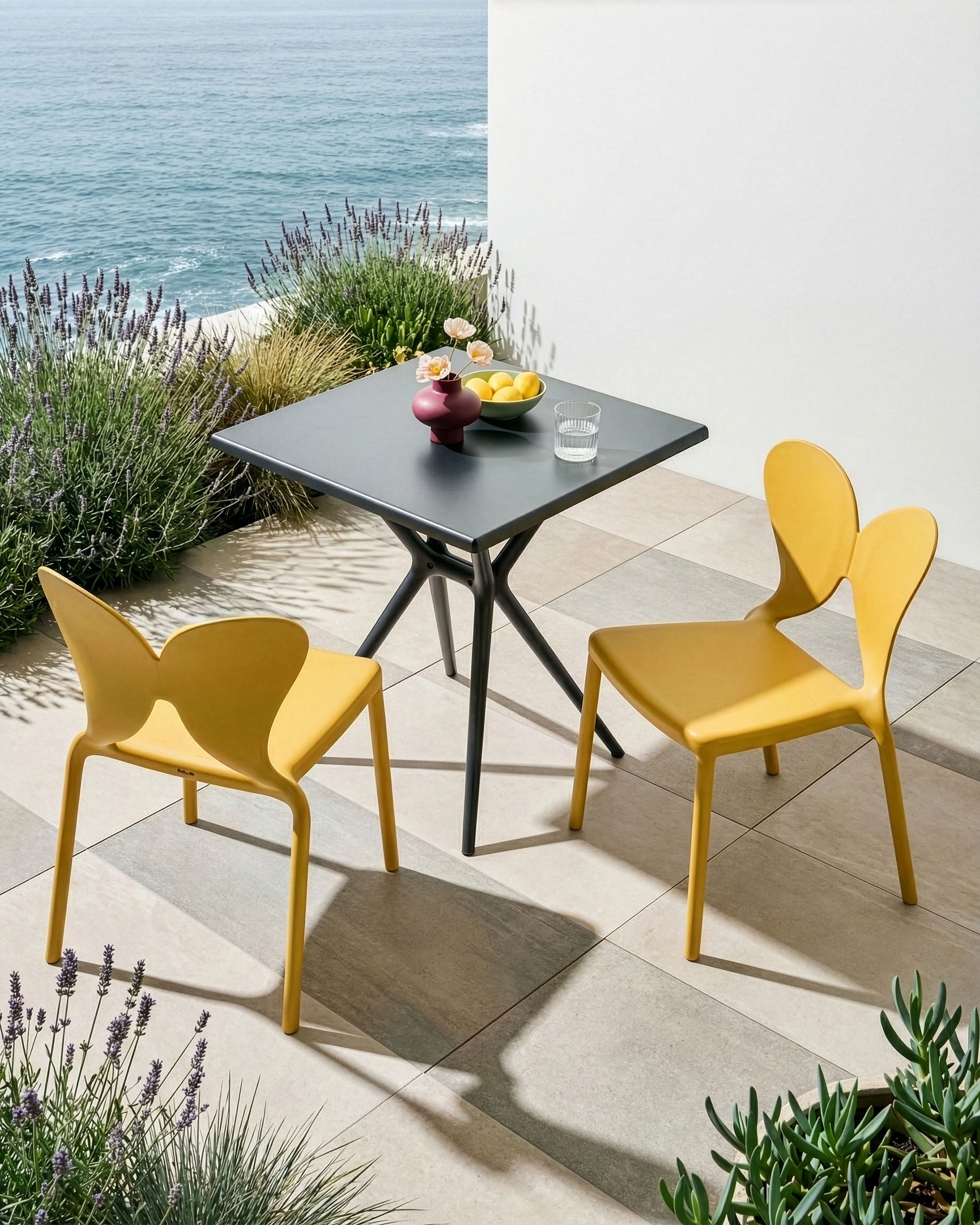 Set of 2 Garden Chairs LARISSA Stacking Yellow