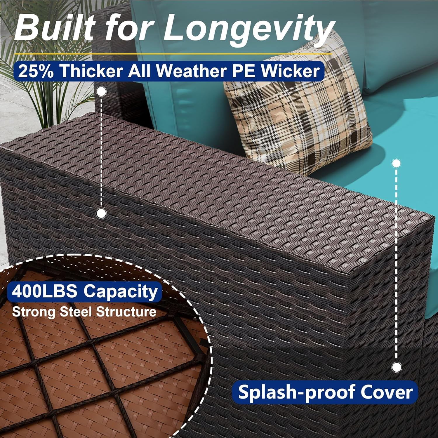 ASJMR 10 Pieces Wicker Patio Furniture Set With 43