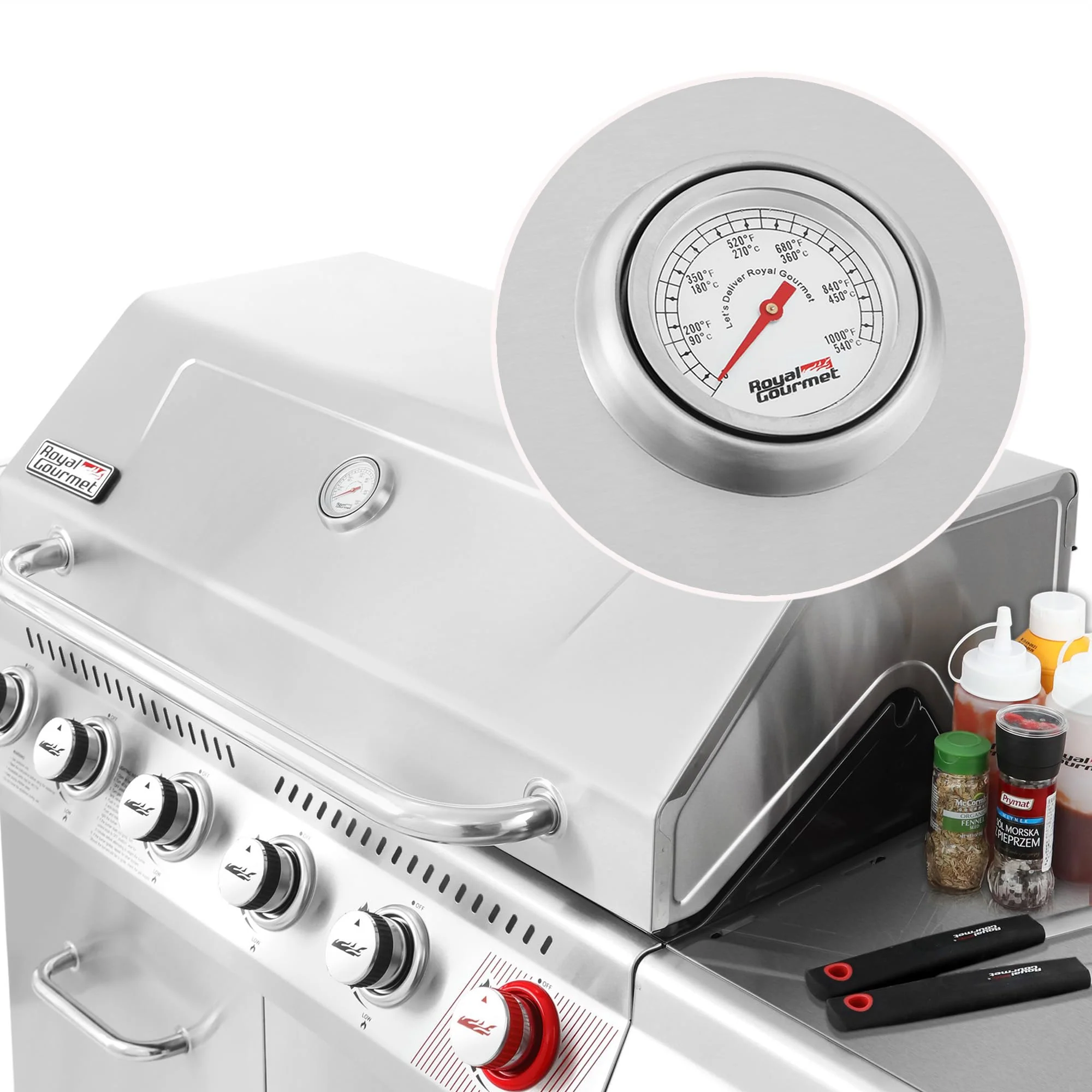 Stainless Steel 6-Burner Gas Grill - 74,000 BTU With Sear And Side Burner - Image 8 Stainless Steel 6-Burner Gas Grill - 74,000 BTU With Sear And Side Burner - Image 8