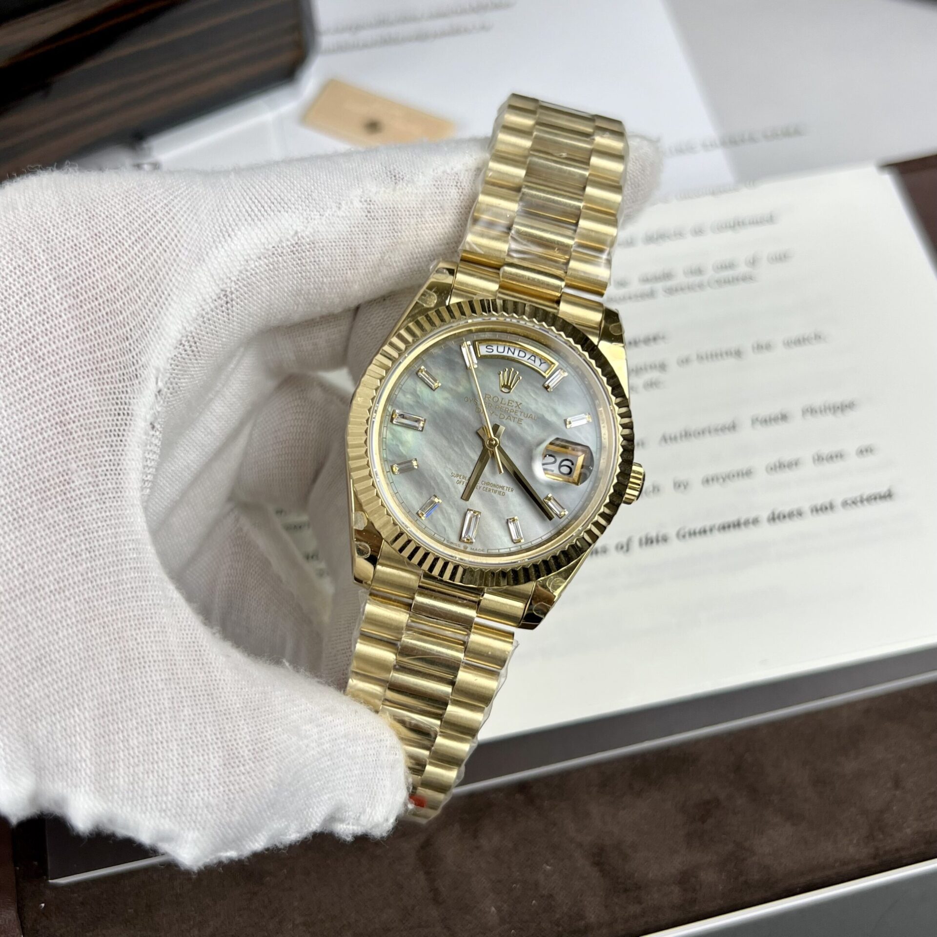 Rolex Day-Date Clone Watch Mother Of Pearl Dial TW Factory 40mm - Elite Watch Atelier