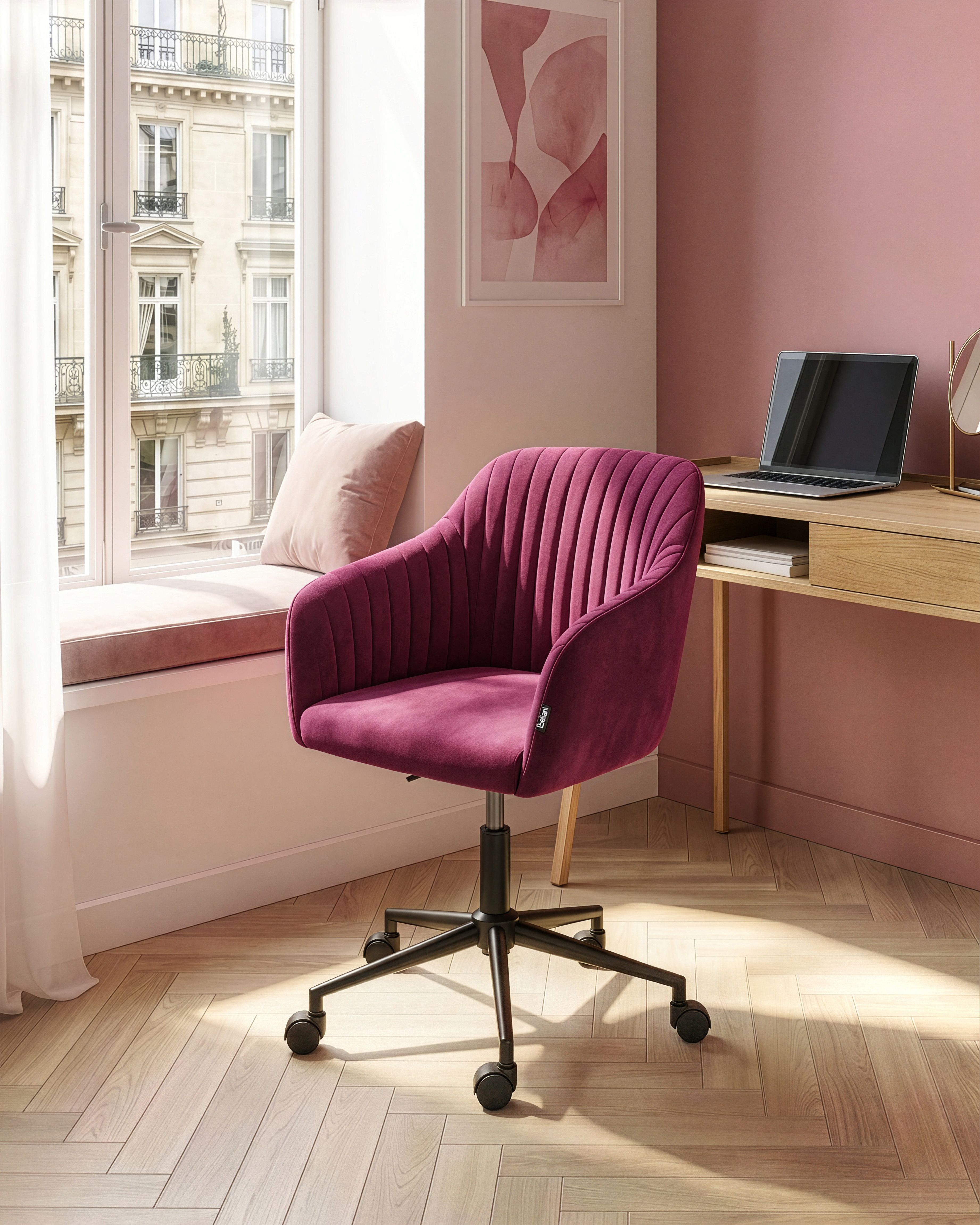 Desk Chair VENICE Velvet Burgundy