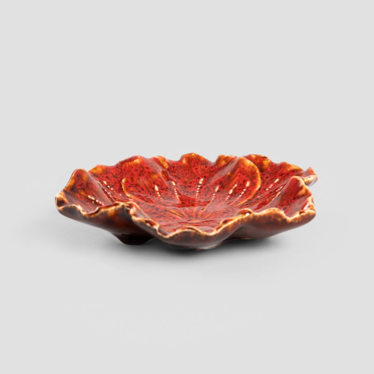 Taca dekoracyjna EDME ceramicza czerwona 13x11,5x3 cm
