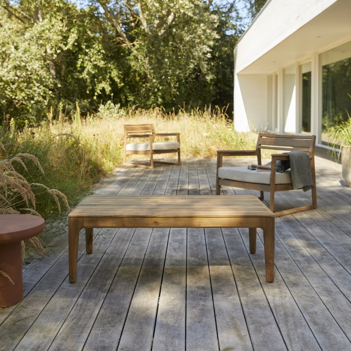 Tikamoon - Lage tuintafel van gerecycled massief teakhout Vasco