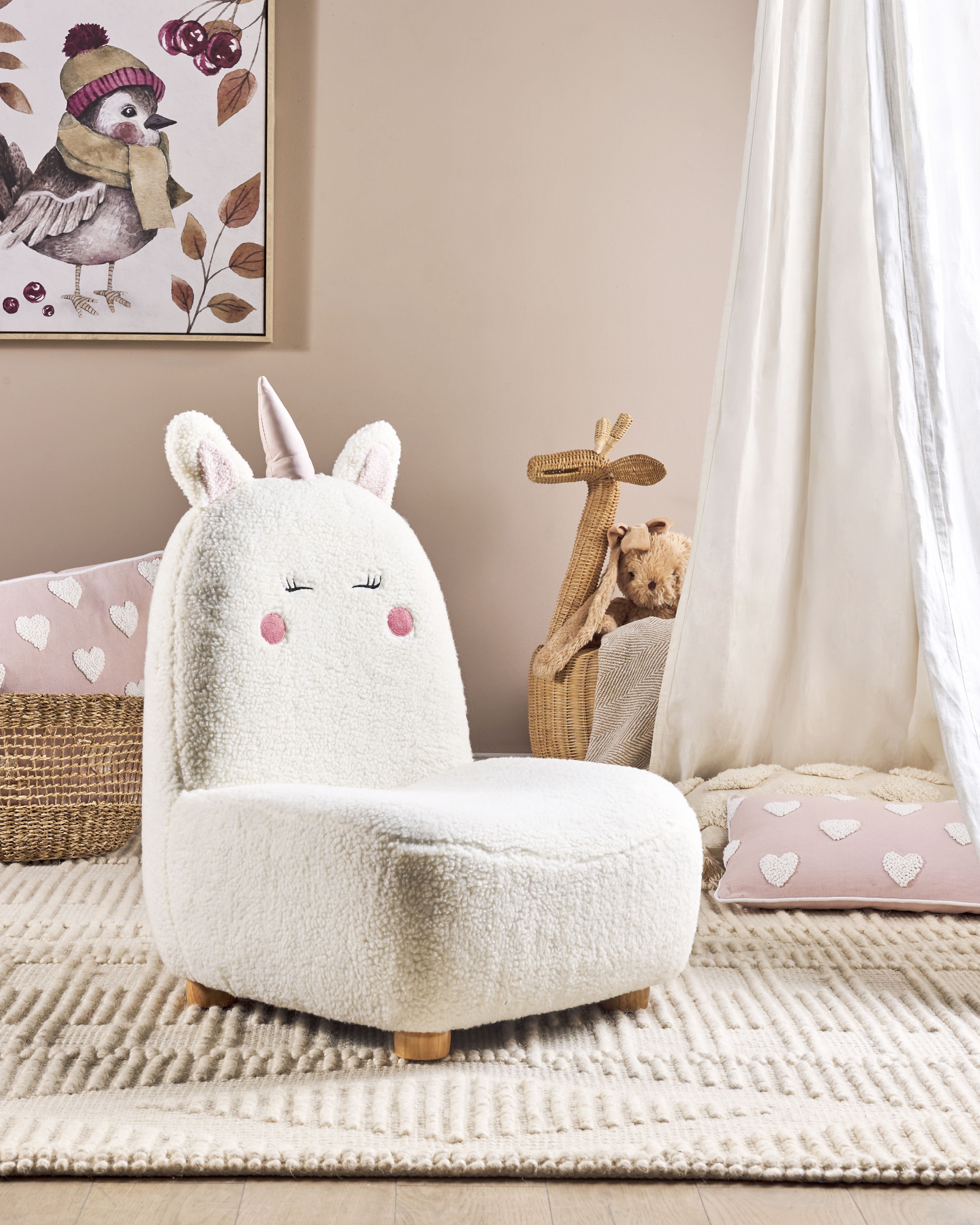 Kids Armchair Unicorn LULEA Boucle Off-White