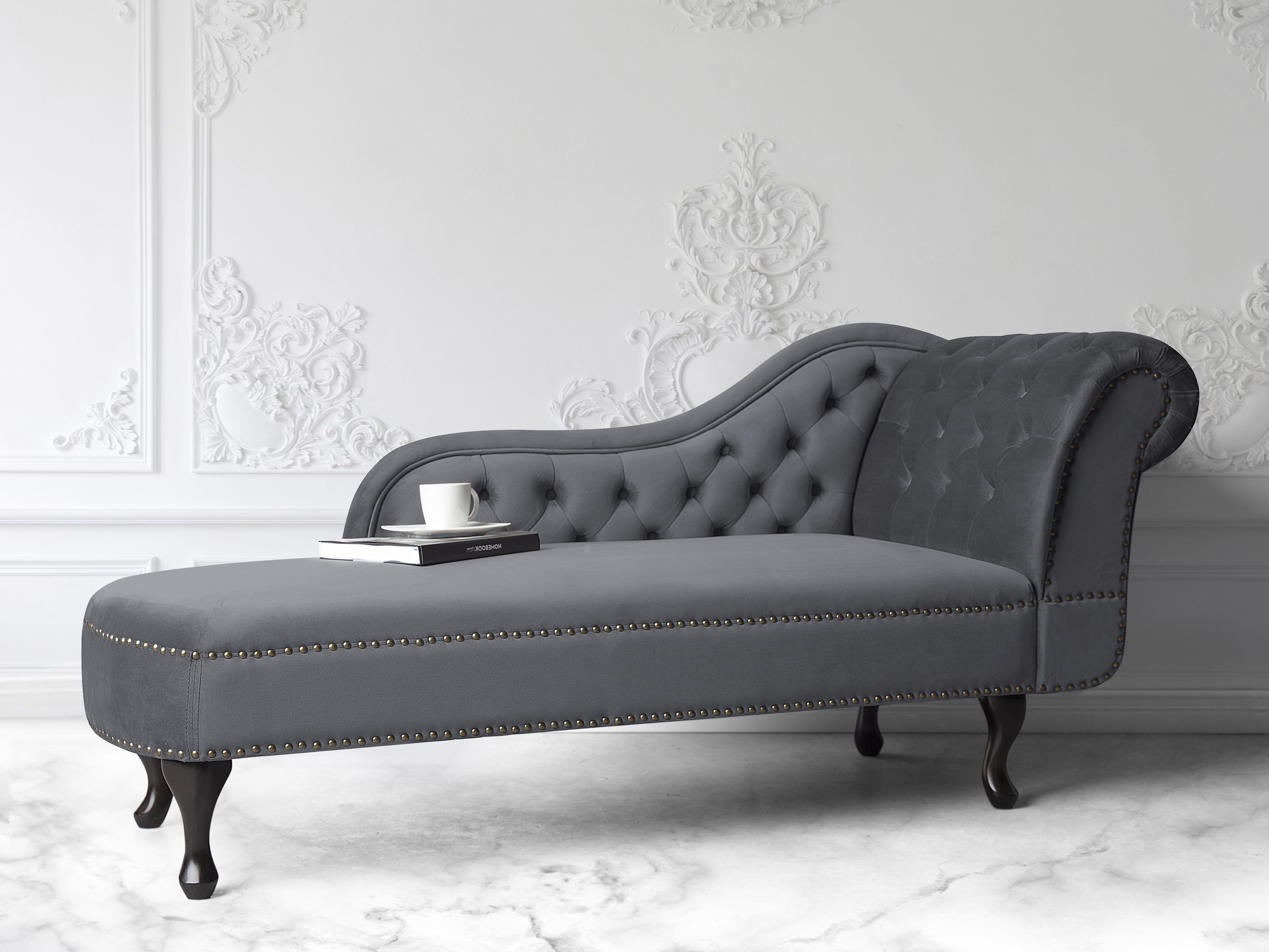 Right-Hand Chaise Lounge NIMES Velvet Grey