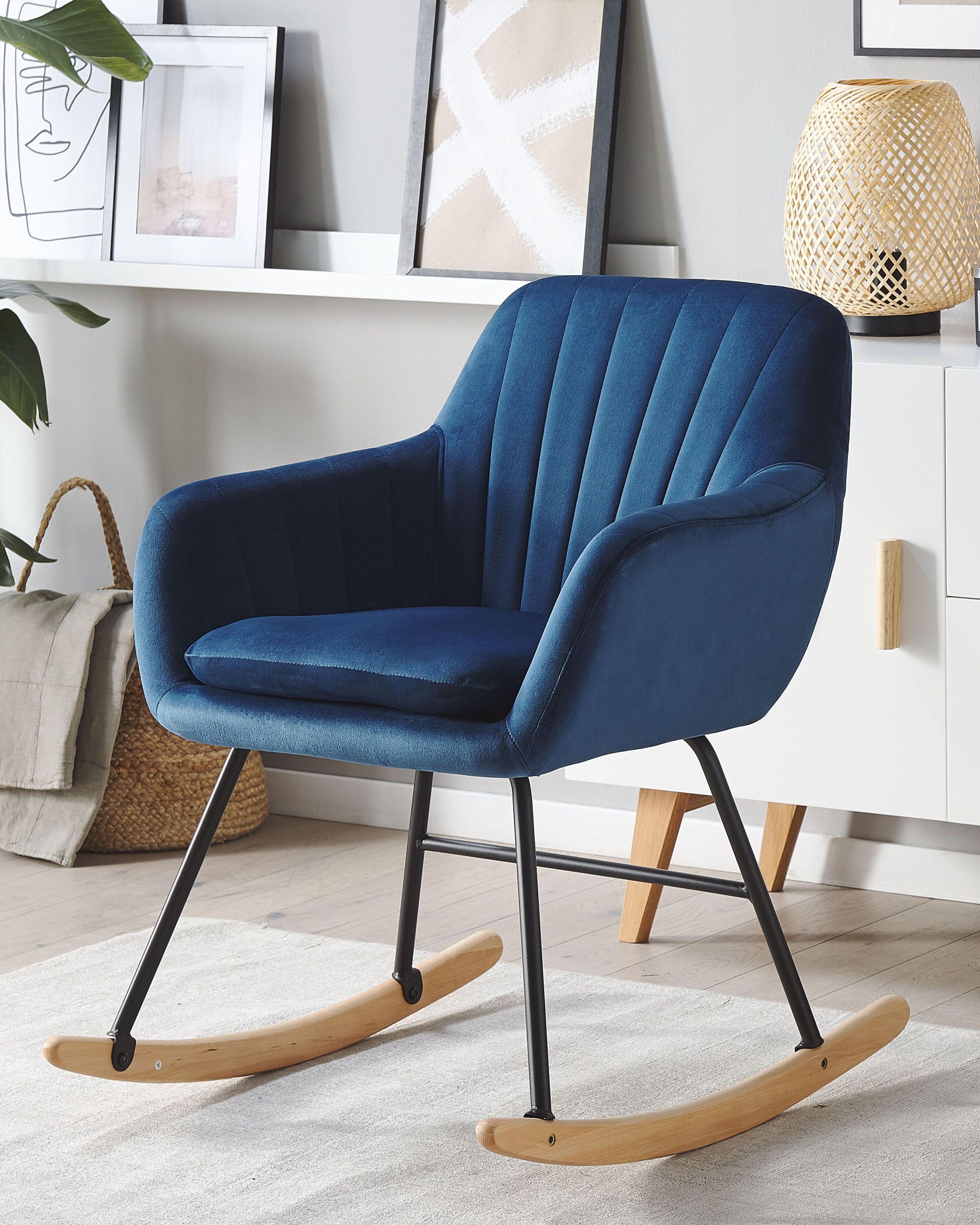 Rocking Chair LIARUM Velvet Navy Blue