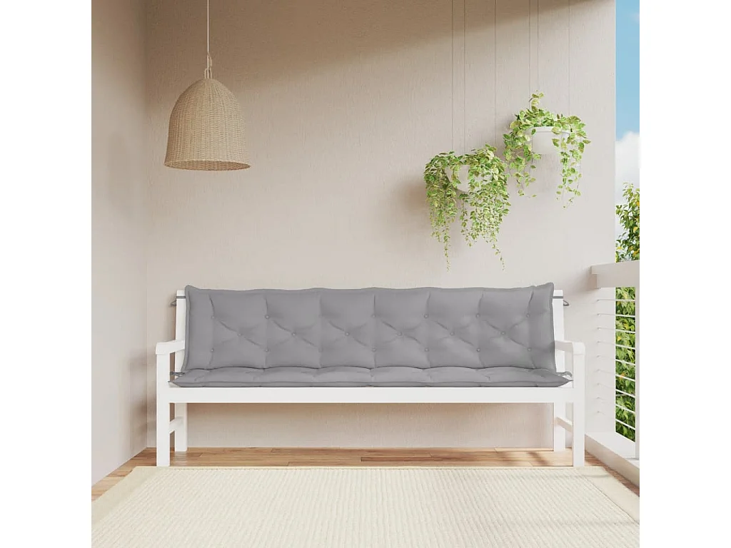 Coussins de banc jardin lot de 2 gris 200x50x7 cm tissu Oxford
