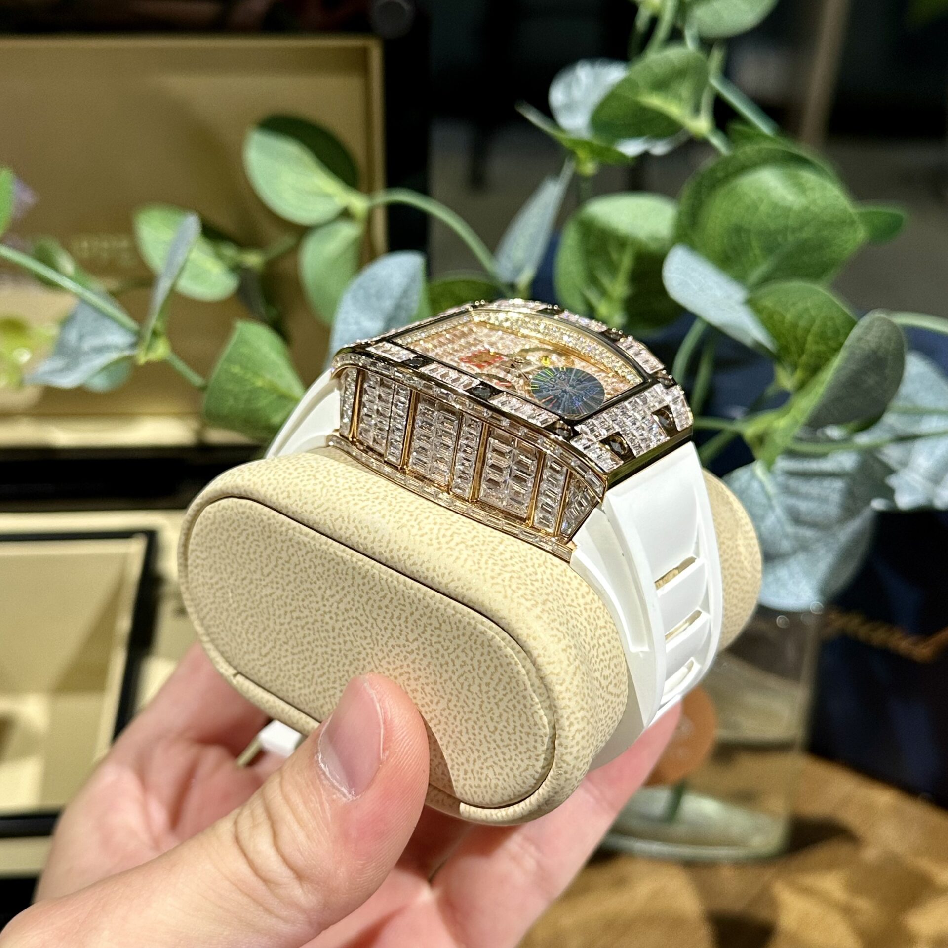 Richard Mille RM011 Replica Watch Full Diamond White Rubber Strap 44mm - Top club
