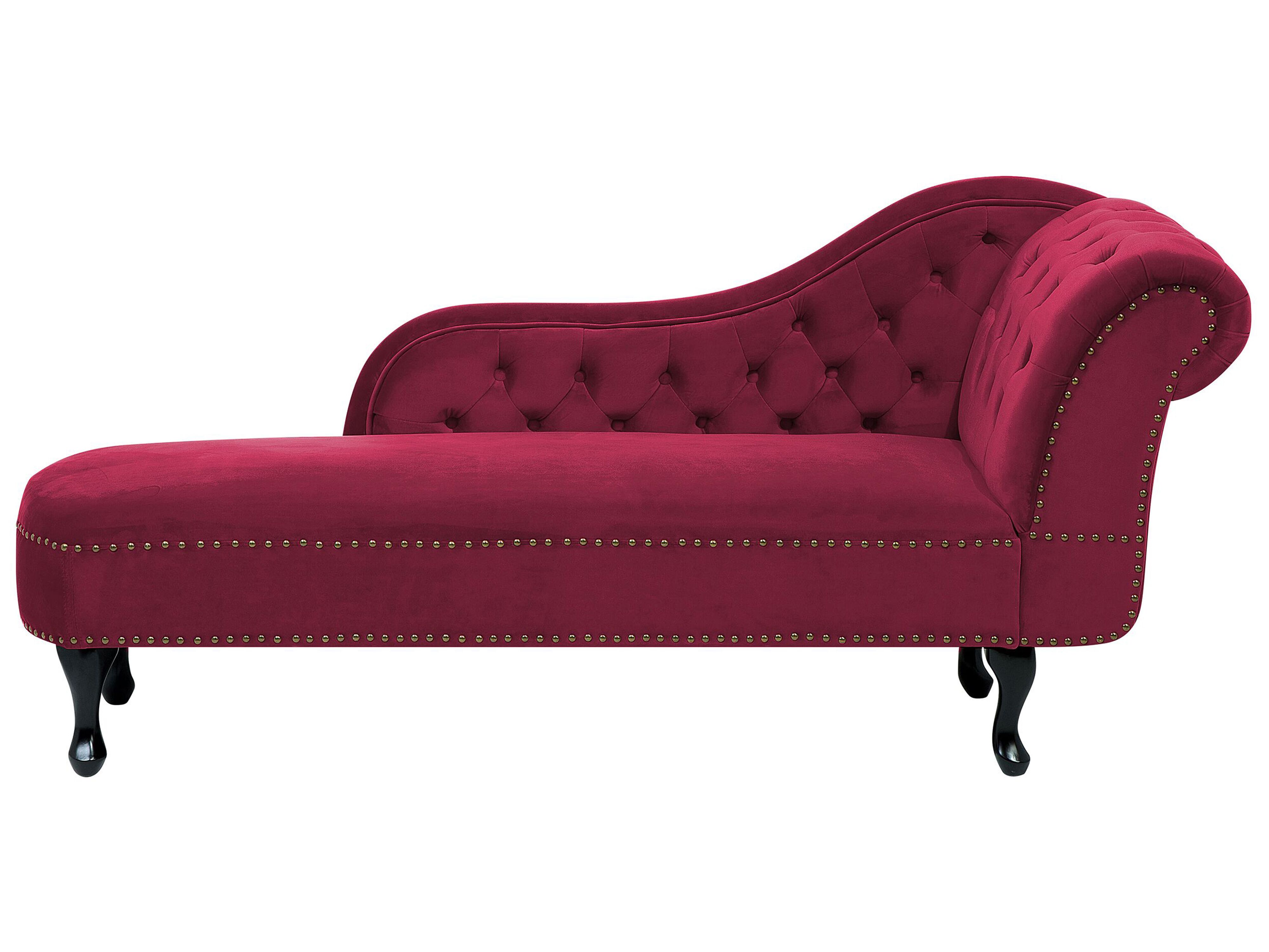 Right-Hand Chaise Lounge NIMES Velvet Dark Red