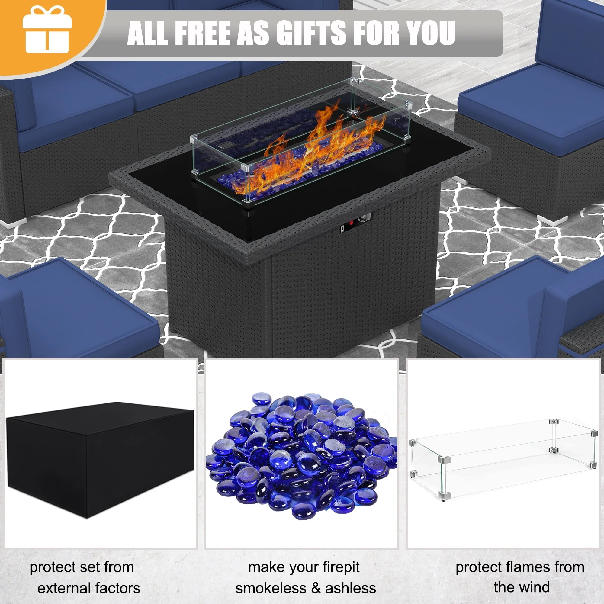 8 Piece Patio Furniture Set with 44