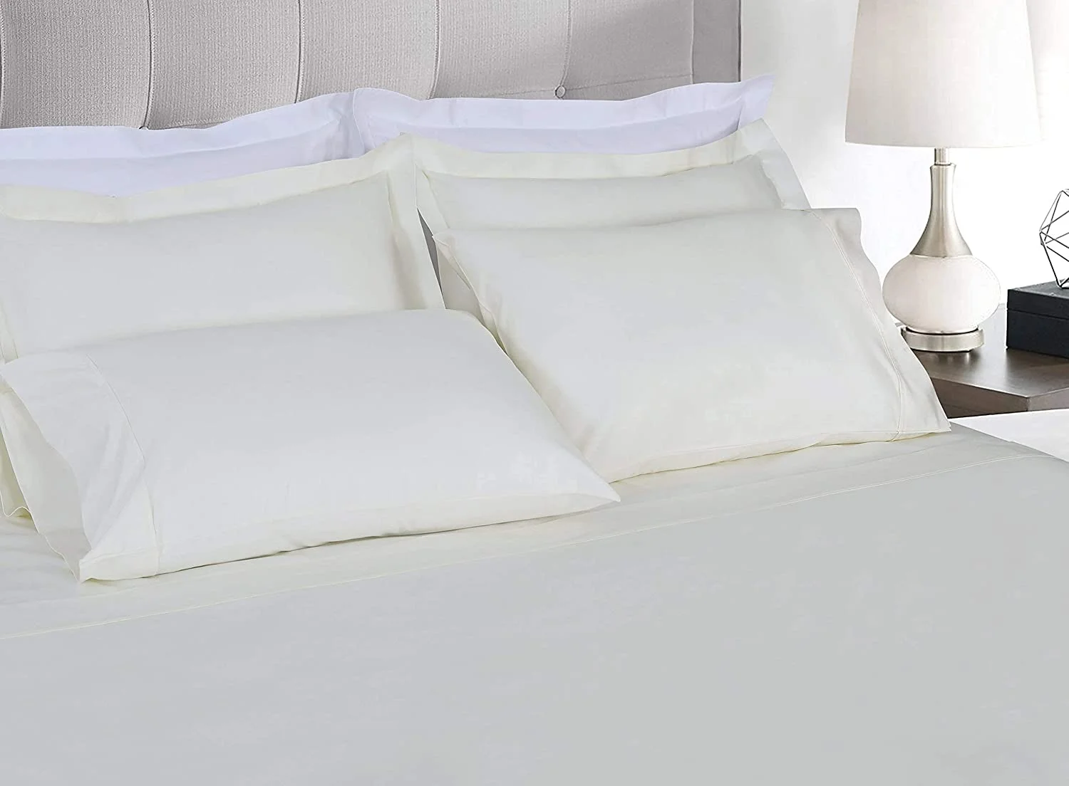 Threadmill Home Linen Luxury Supima Cotton 4-Piece 1200 Thread Count Bed Sheet Set, Full, Deep Pocket, Off-White Solid