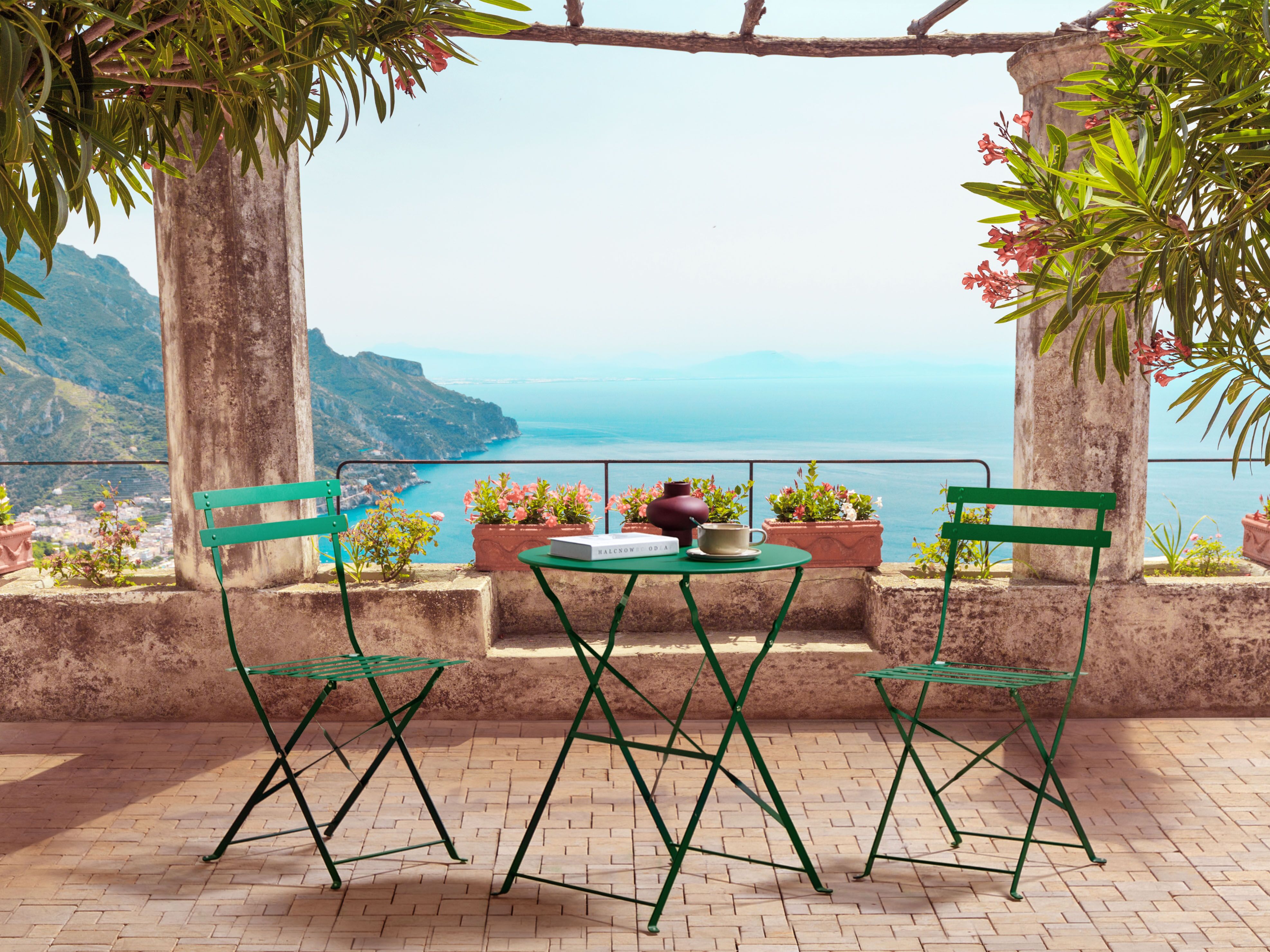 Bistro Set Folding FIORI Metal Dark Green