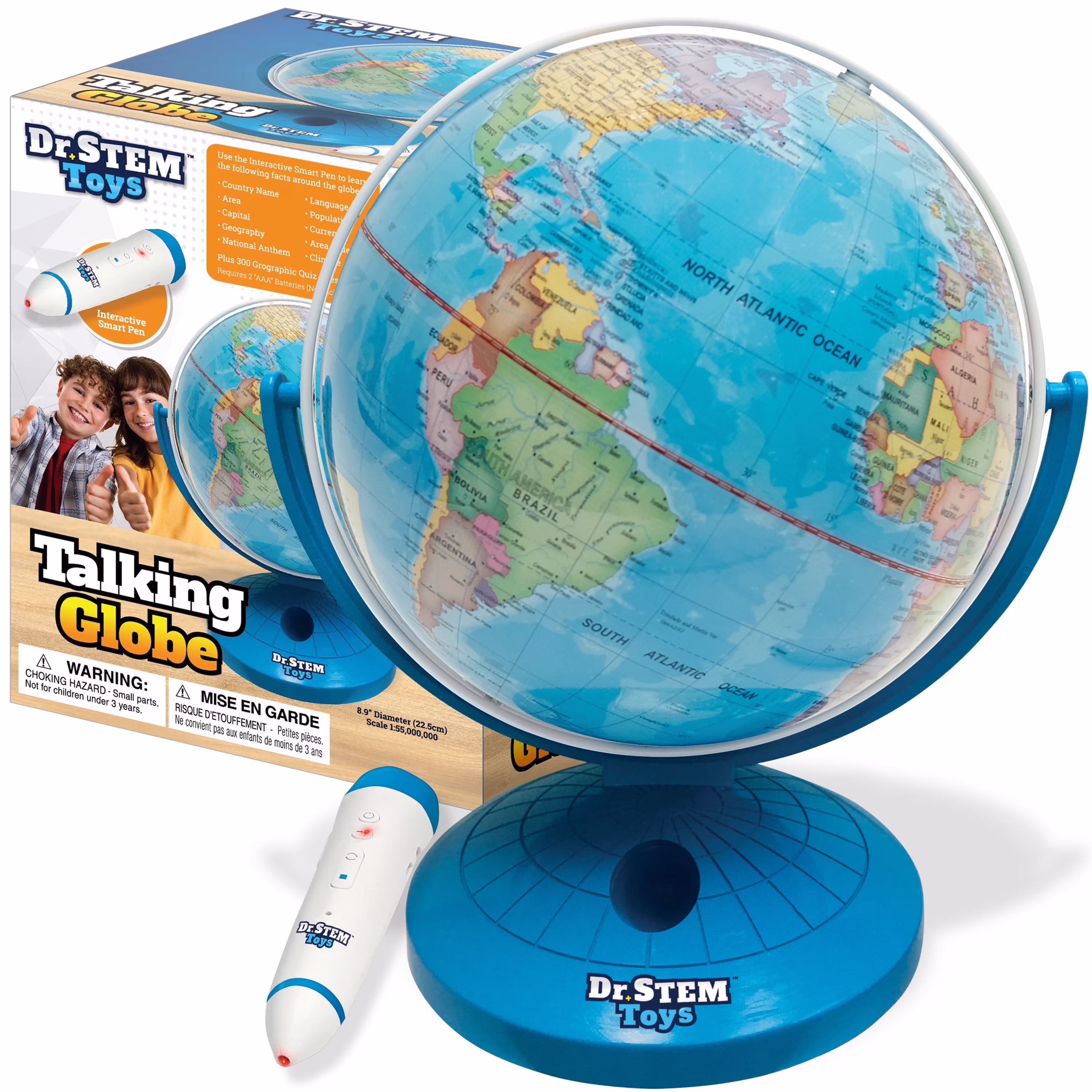 Dr. STEM: Interactive Talking Globe - Touch & Learn, Geographic Education Learning Set, Smart Pen, Electronic Game Panel, 300 Quiz Questions, Kids 6+ - Image 3