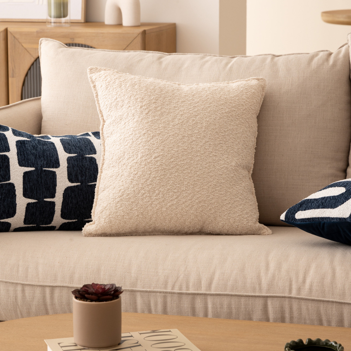 Terry cushion "Saona" Ivory white, 45x45 cm