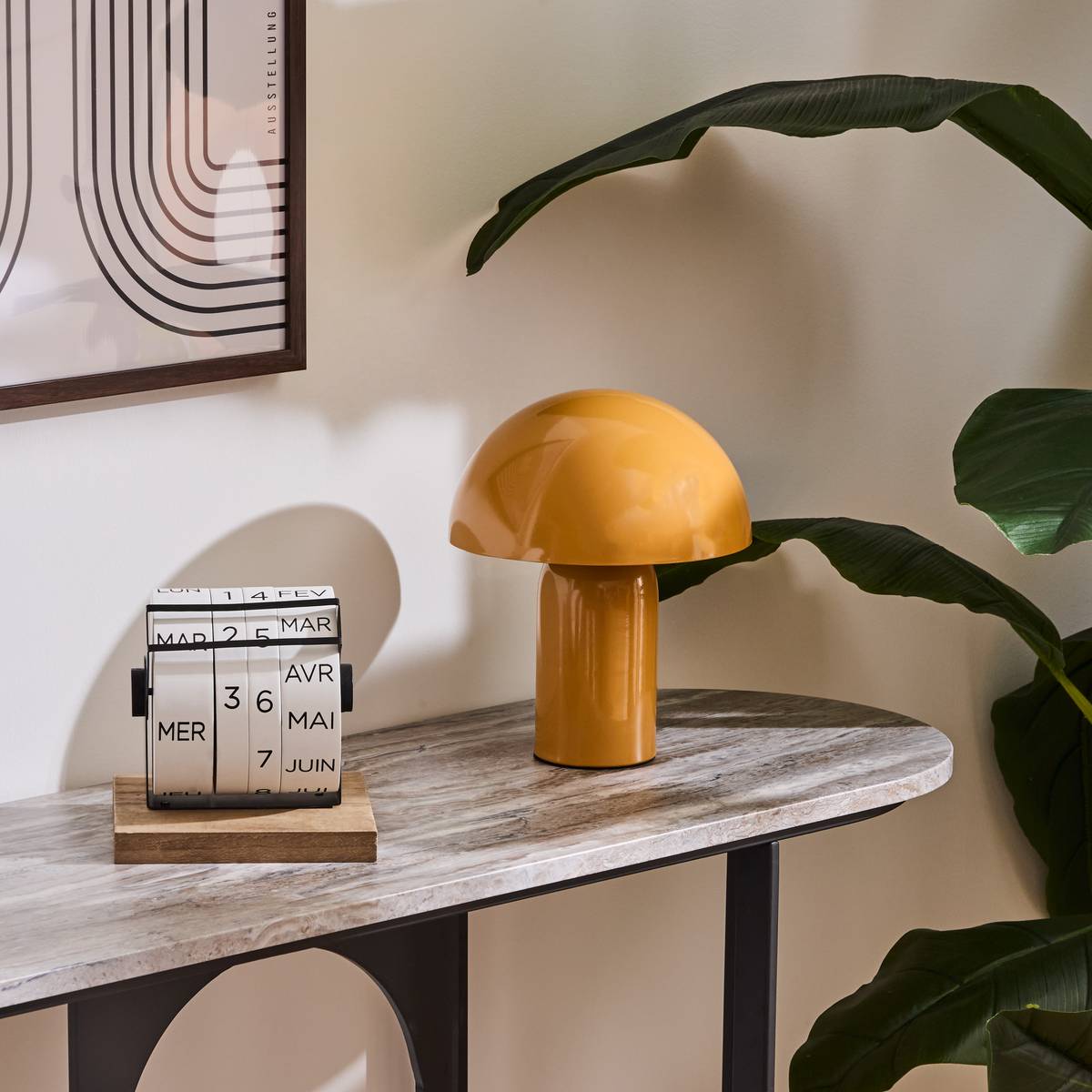 Mushroom Lamp Sector "Lito" Ochre, H.24.5 cm