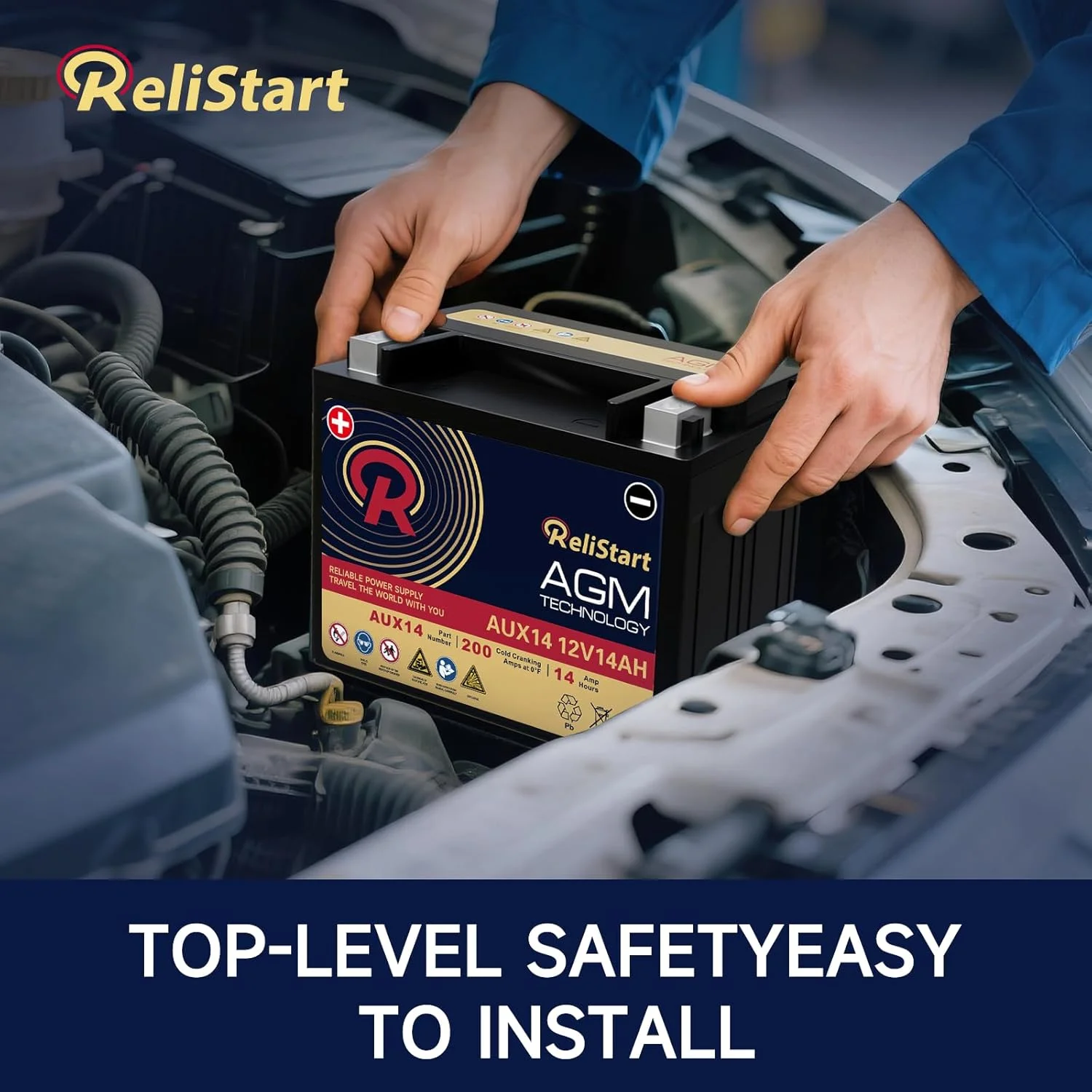Relistart AUX14 Auxiliary Battery, 12V 14Ah AGM Battery, 200CCA, Rechargeable AGM Car Battery, Maintenance Free 36 Months Warranty - Image 8