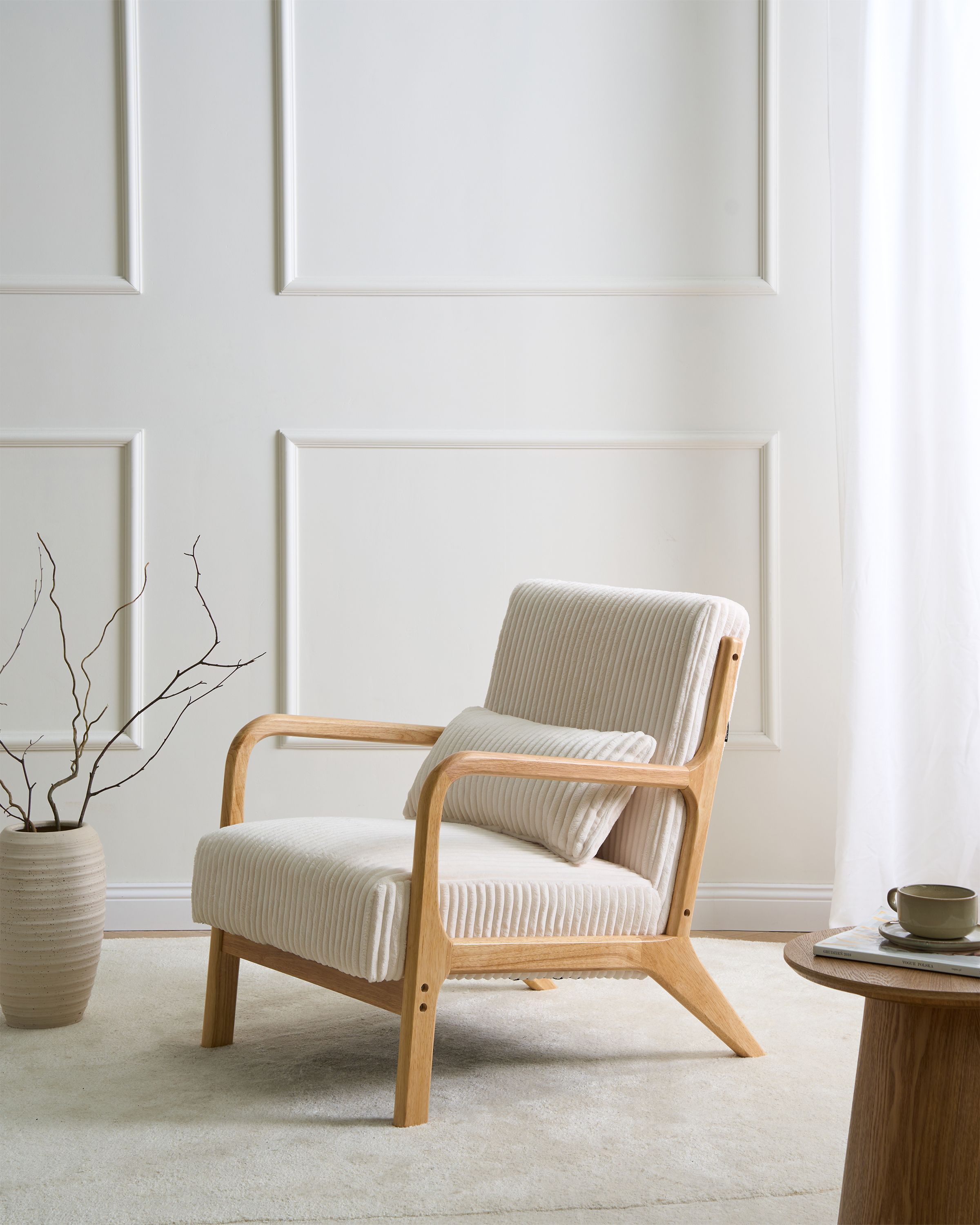 Armchair SORSELE Corduroy White