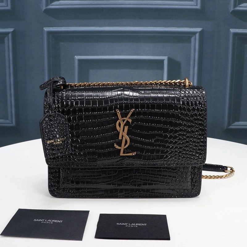 Saint Laurent Medium Sunset Chain Bag In Crocodile Embossed Leather Black Gold - Zealreplica ru | Zealreplicaru.com1:1High-quality replica