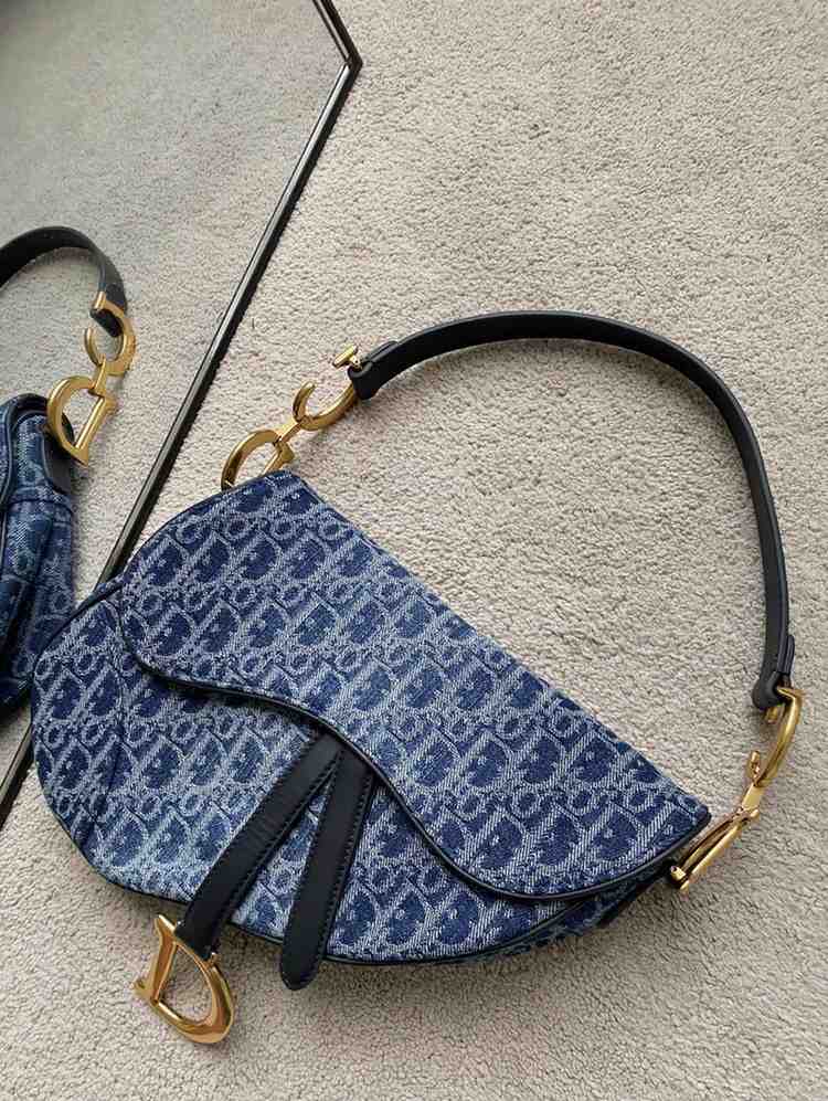 Christian Dior Denim Saddle Bag Oblique Jacquard
