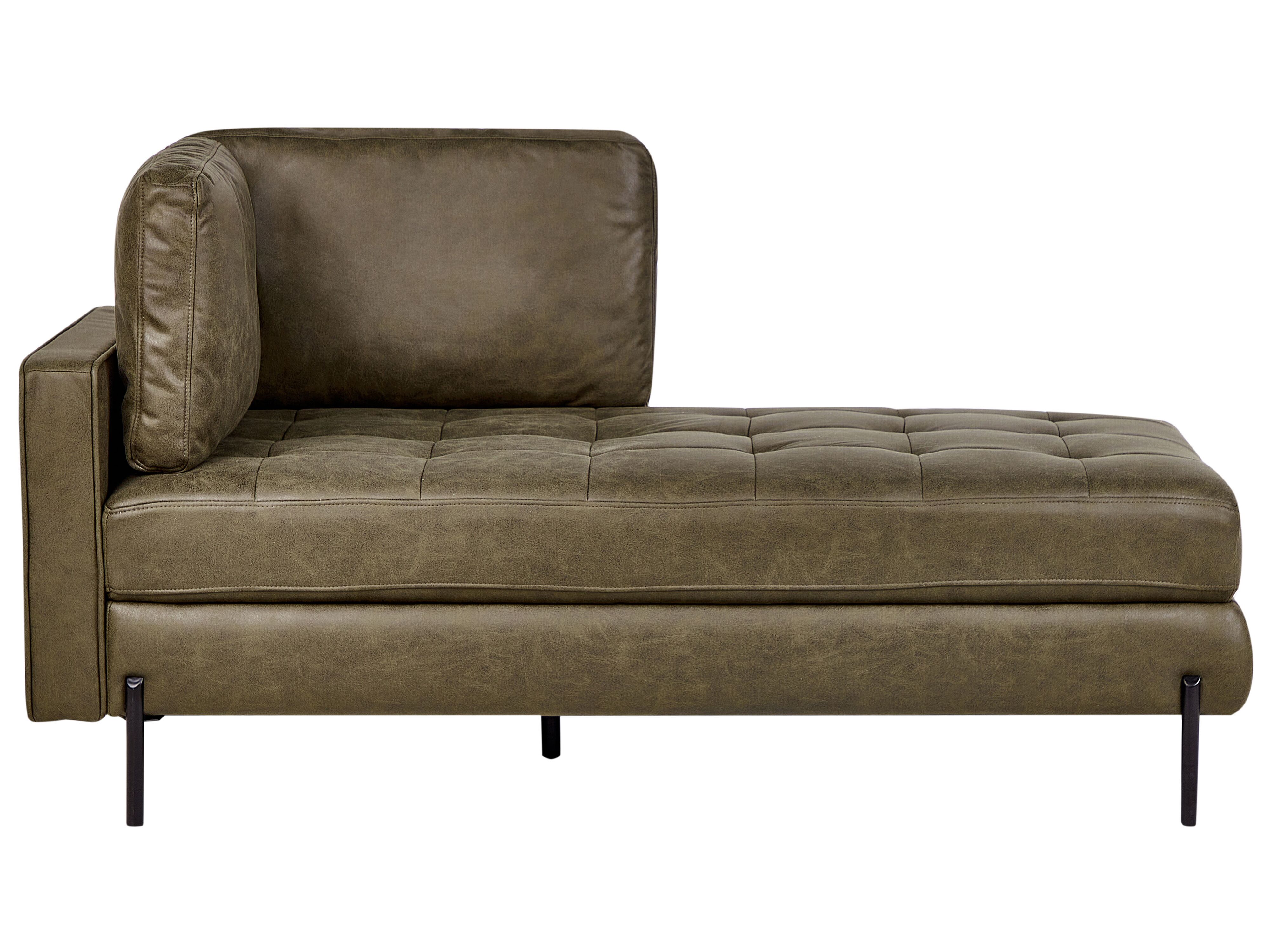 Left-Hand Chaise Lounge REBAIS Faux Leather Green