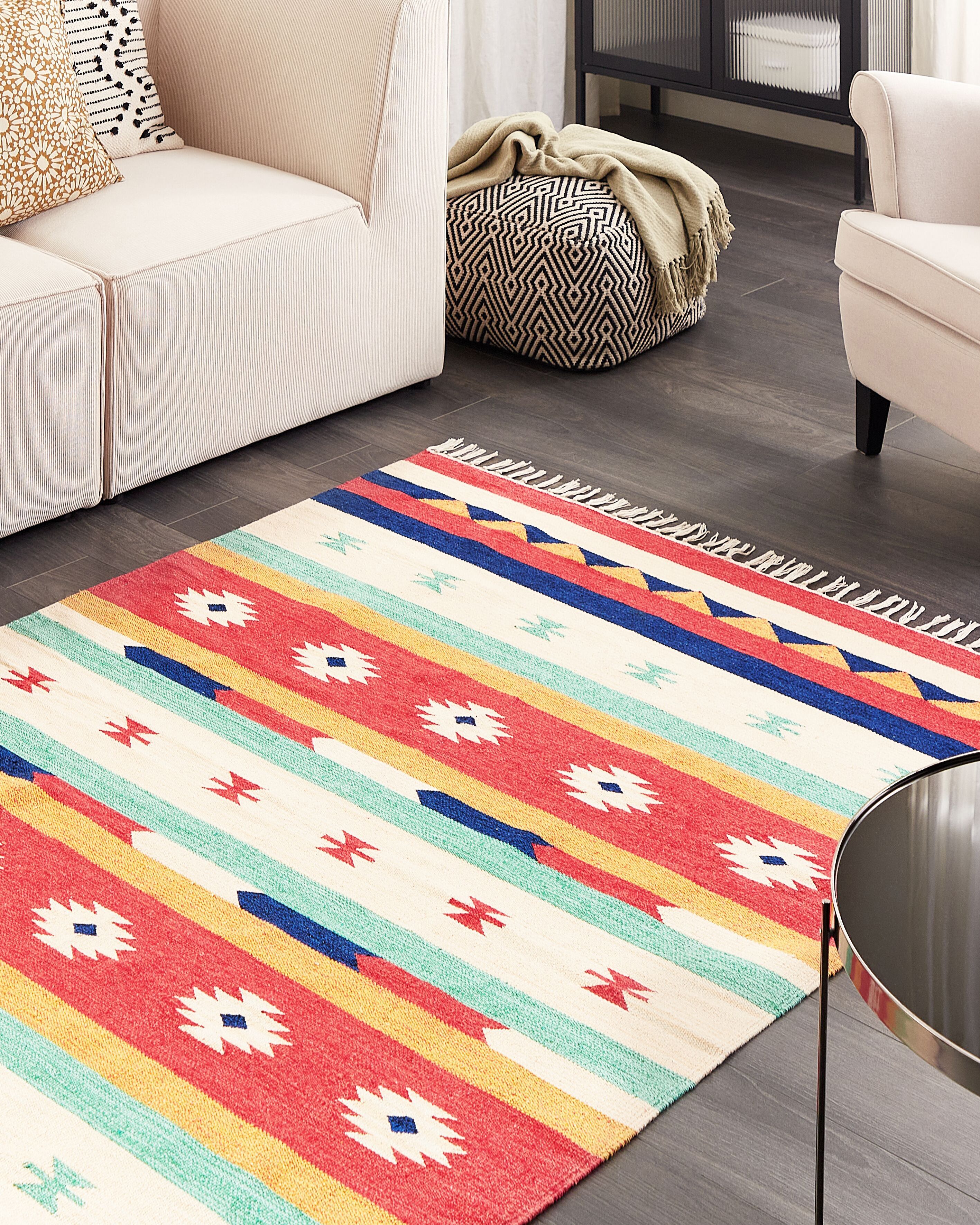 Rug MARGARA Multicolour 140 x 200 cm Cotton Kilim