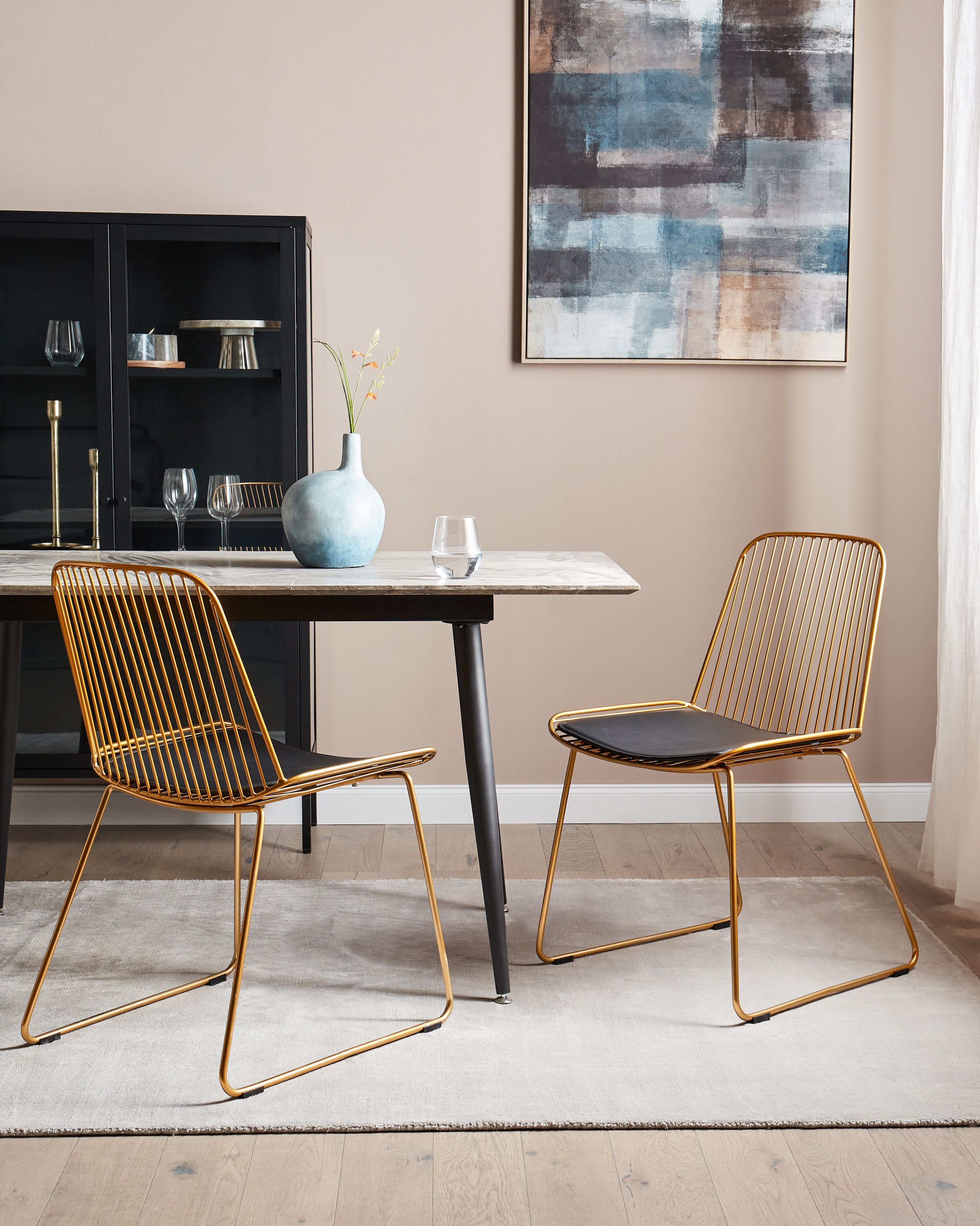 Set of 2 Dining Chairs PENSACOLA Metal Gold