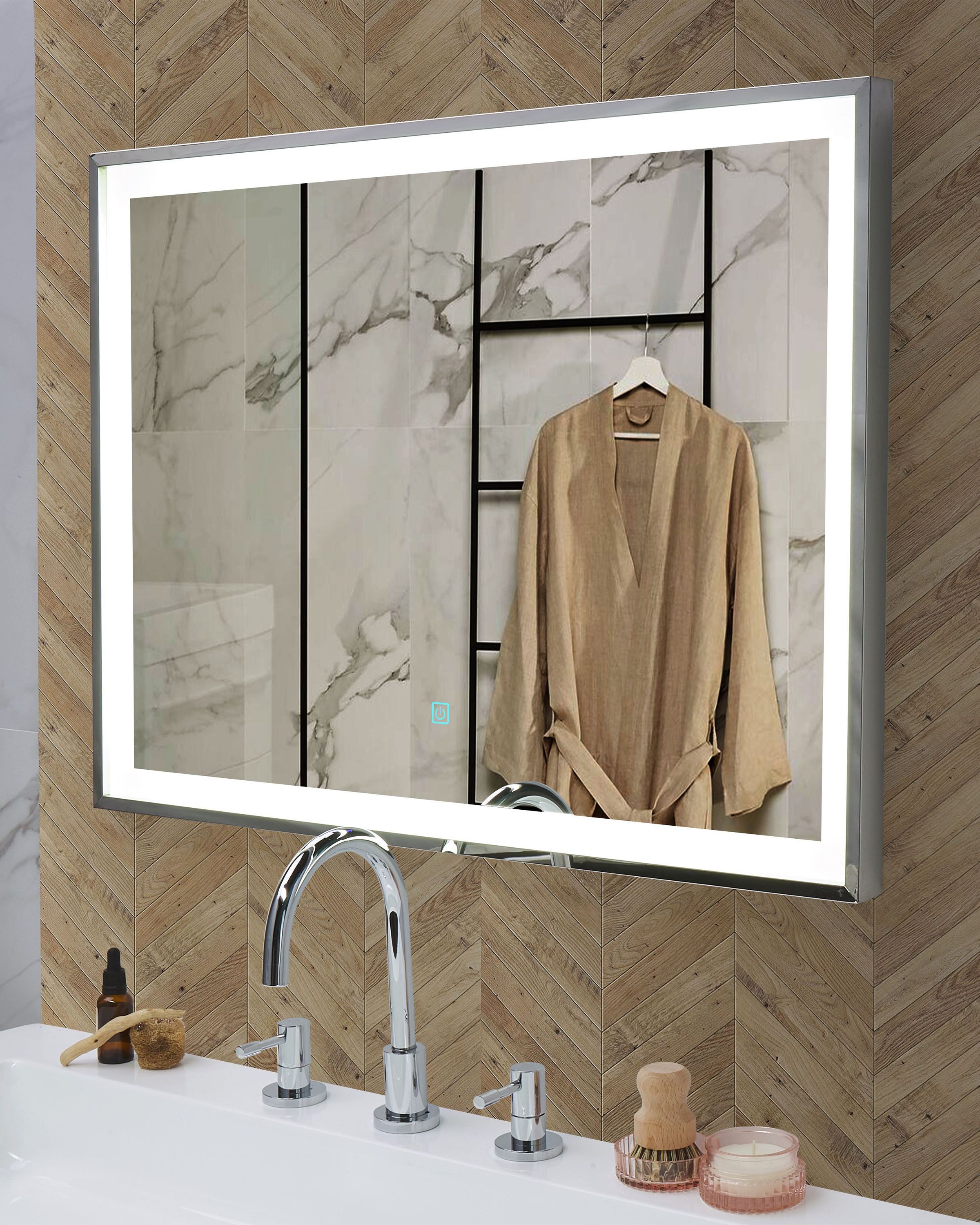 LED Bathroom Mirror ARGENS 80 cm 60 cm Silver
