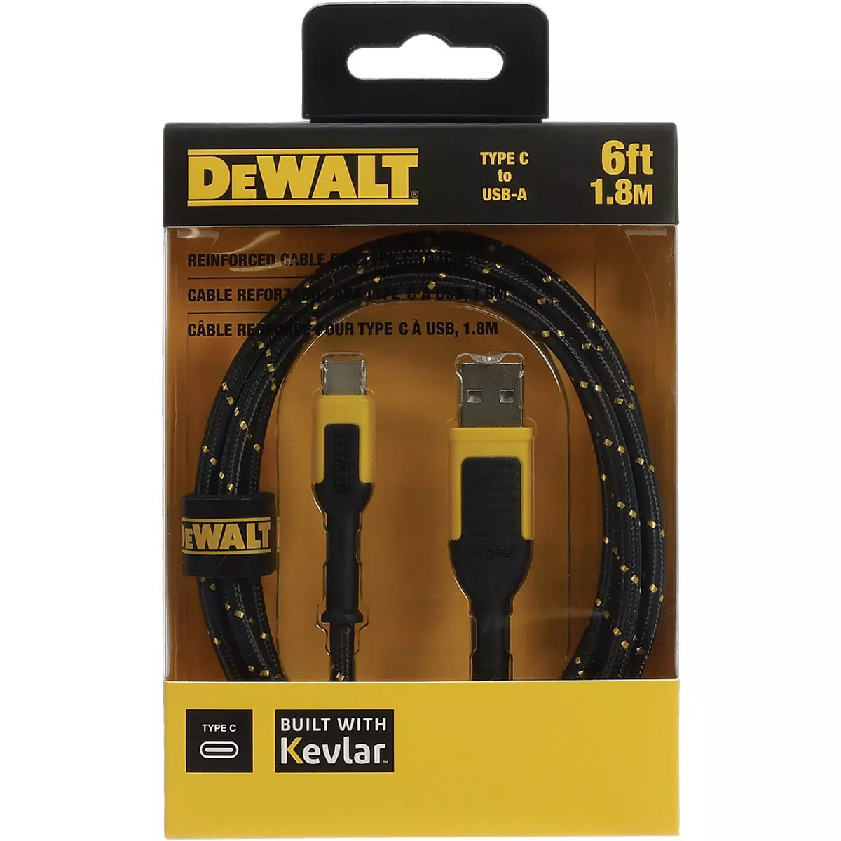 DEWALT 6 Ft. Type-C to USB Reinforced Braided Cable