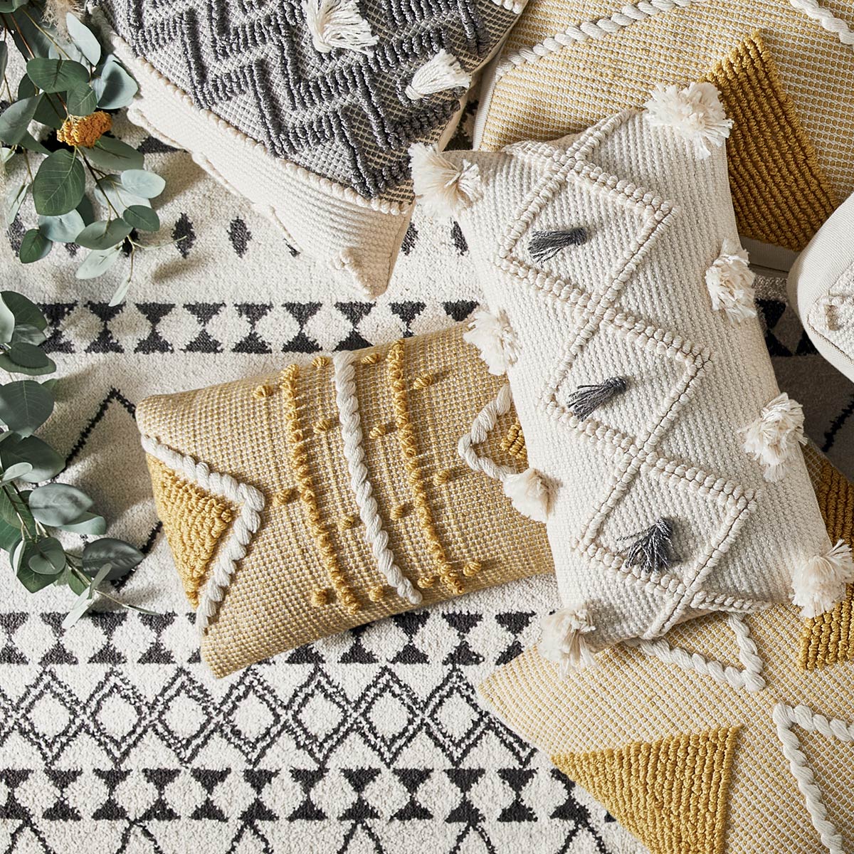 Cushion "R.O.W." Mustard yellow, 30x50 cm